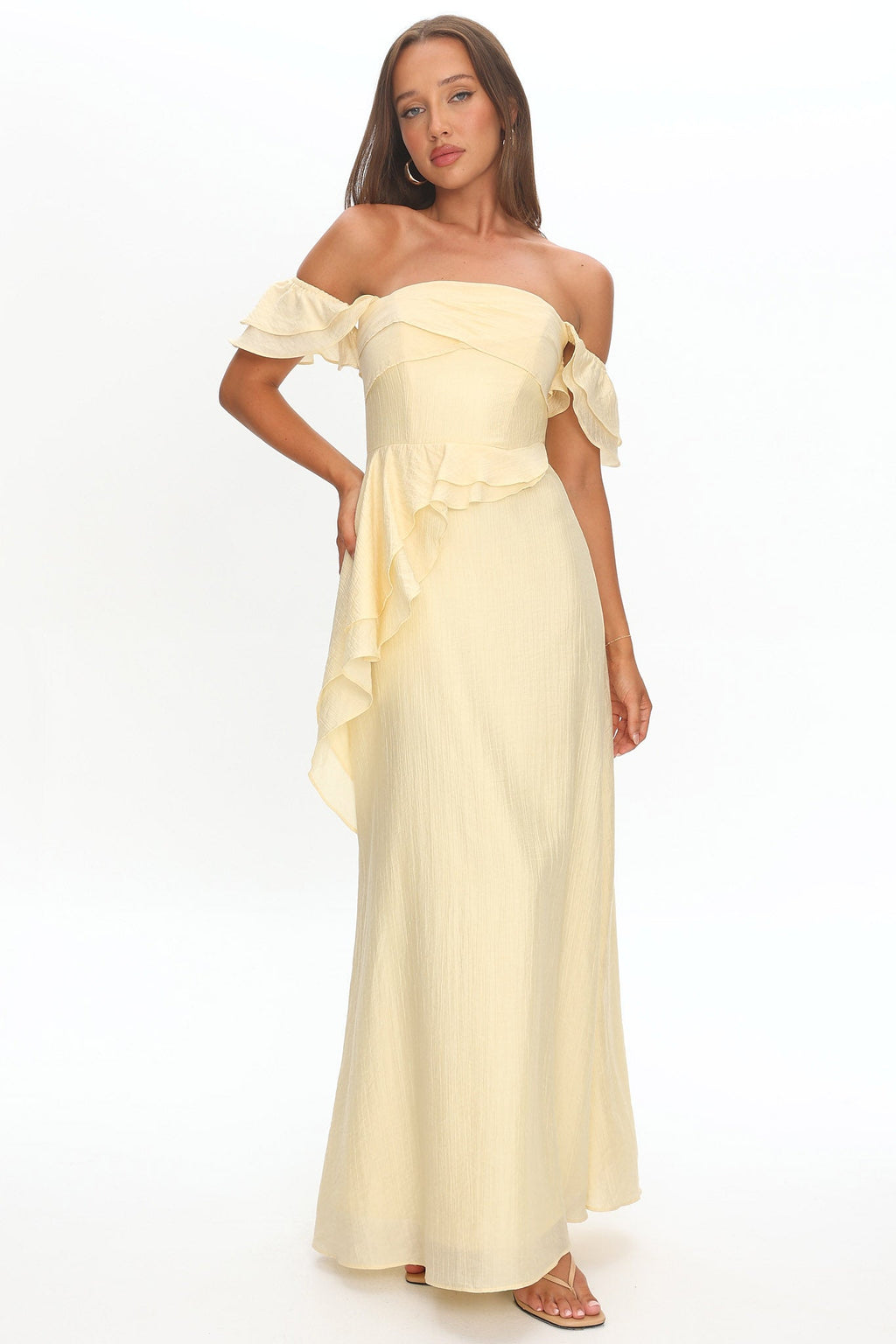 Natale Off-Shoulder Ruffle Maxi Dress Butter