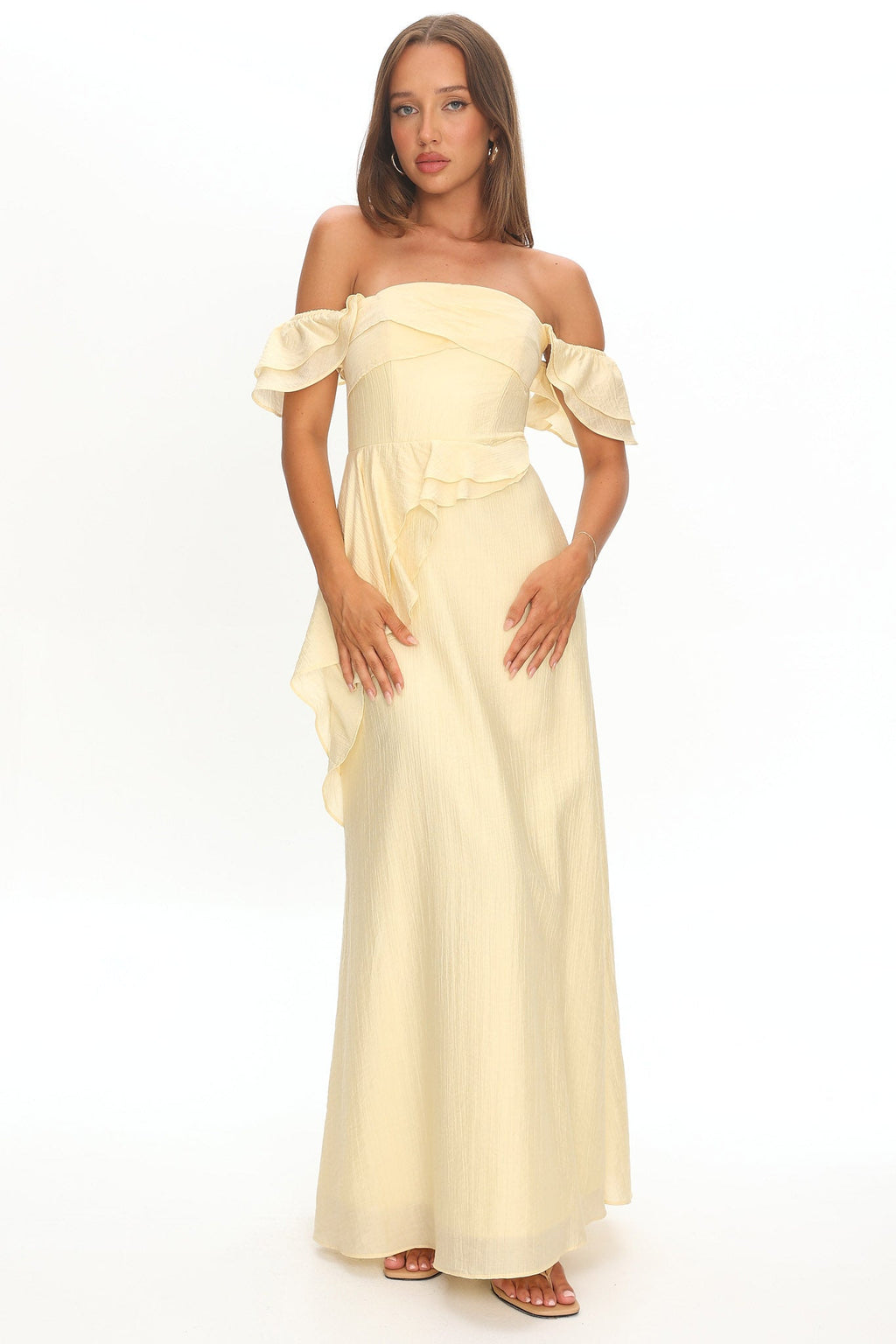 Natale Off-Shoulder Ruffle Maxi Dress Butter