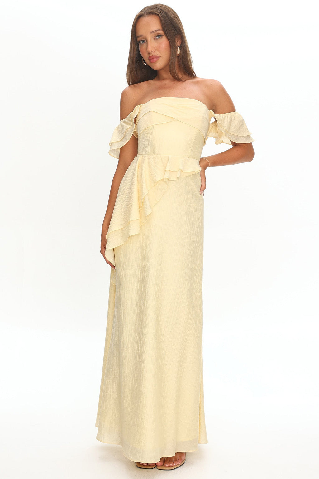 Natale Off-Shoulder Ruffle Maxi Dress Butter