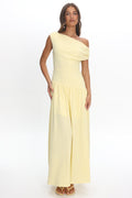 Kloe Asymmetric Shoulder Textured Maxi Dress Butter