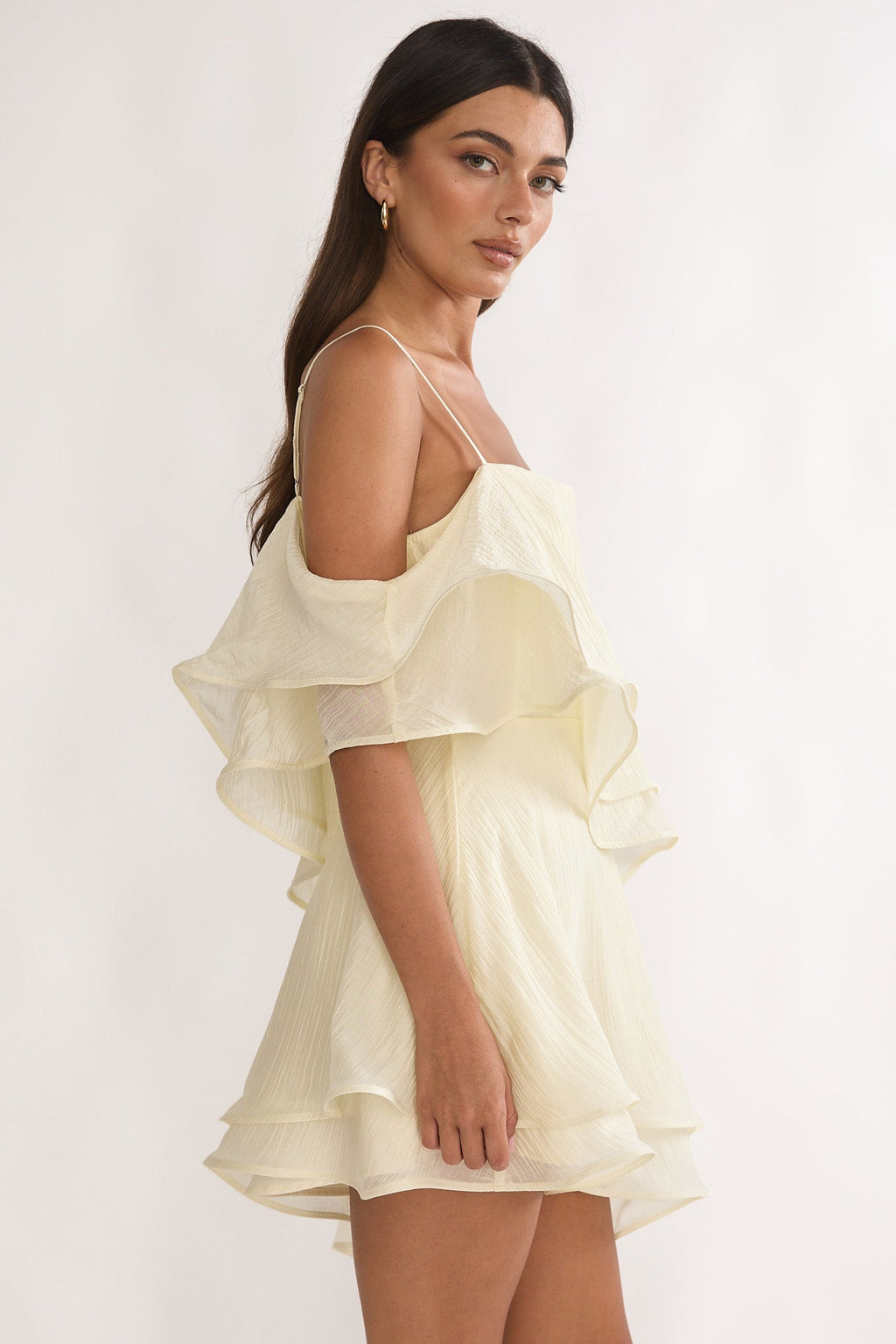 Como Asymmetric Layered Mini Dress Cream