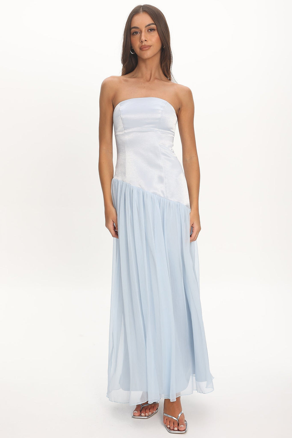 Karielle Asymmetric Drop Waist Maxi Dress Blue