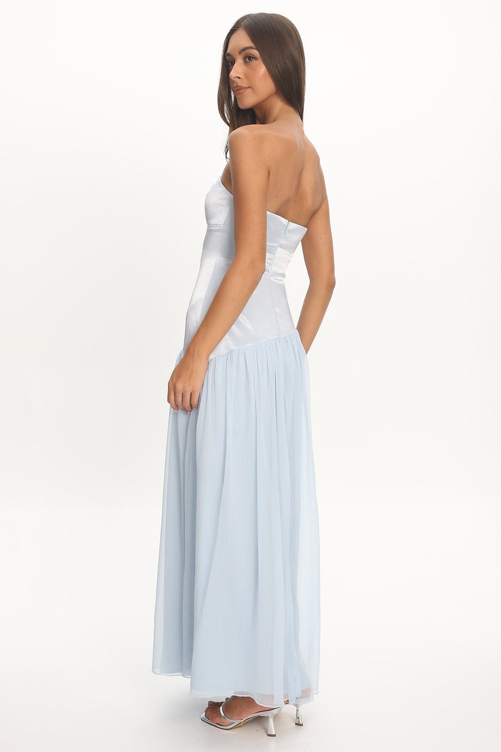 Karielle Asymmetric Drop Waist Maxi Dress Blue