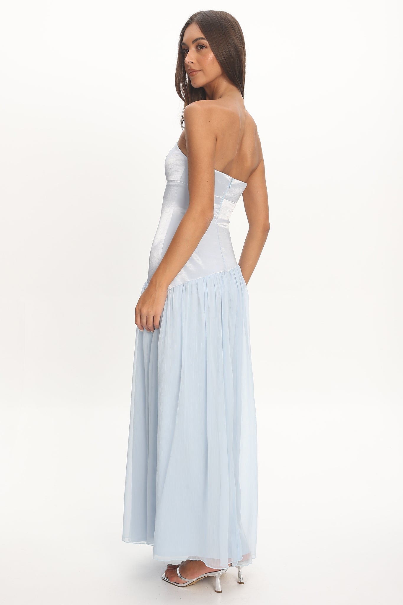 Karielle Asymmetric Drop Waist Maxi Dress Blue