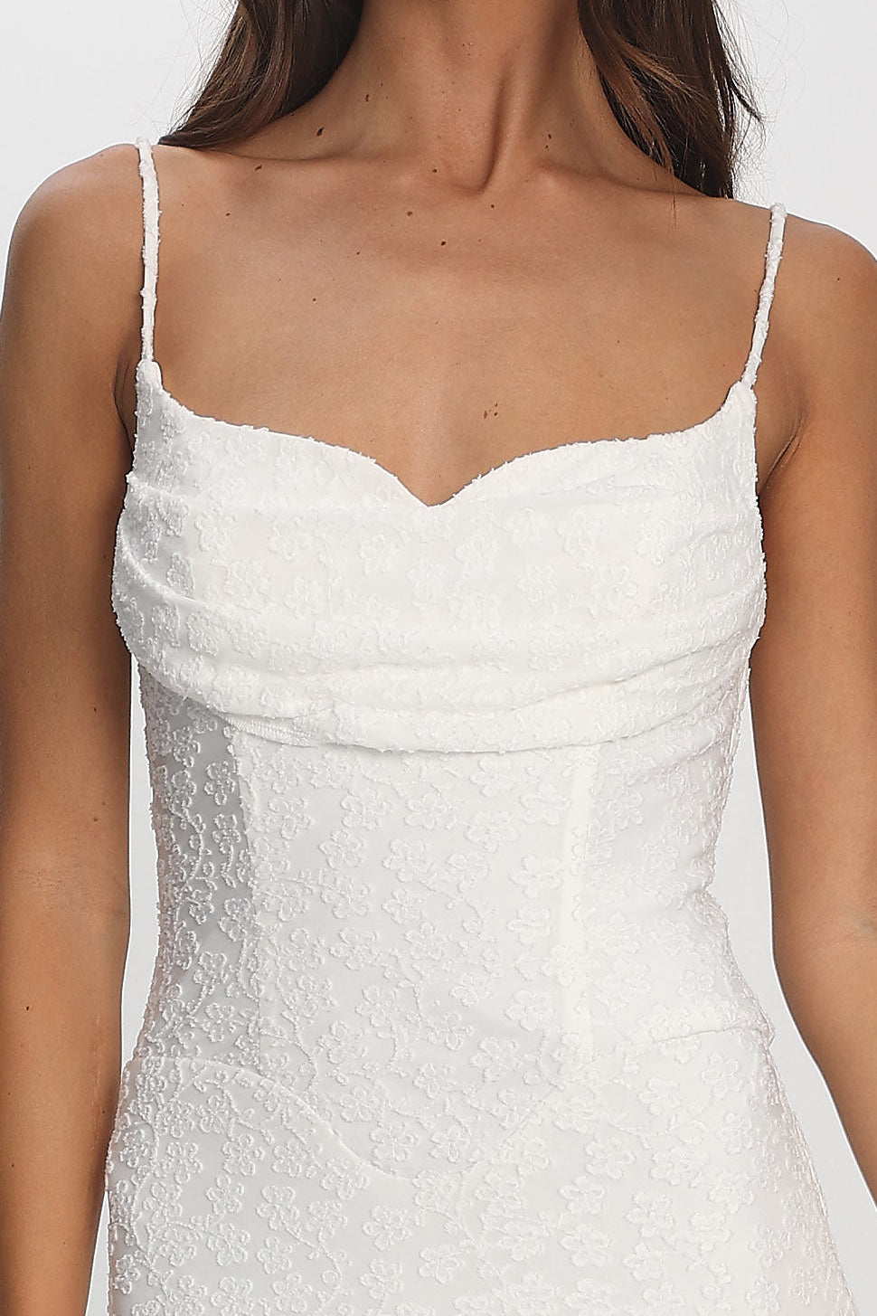 Kianah Pleat Bust Textured Maxi Dress Ivory