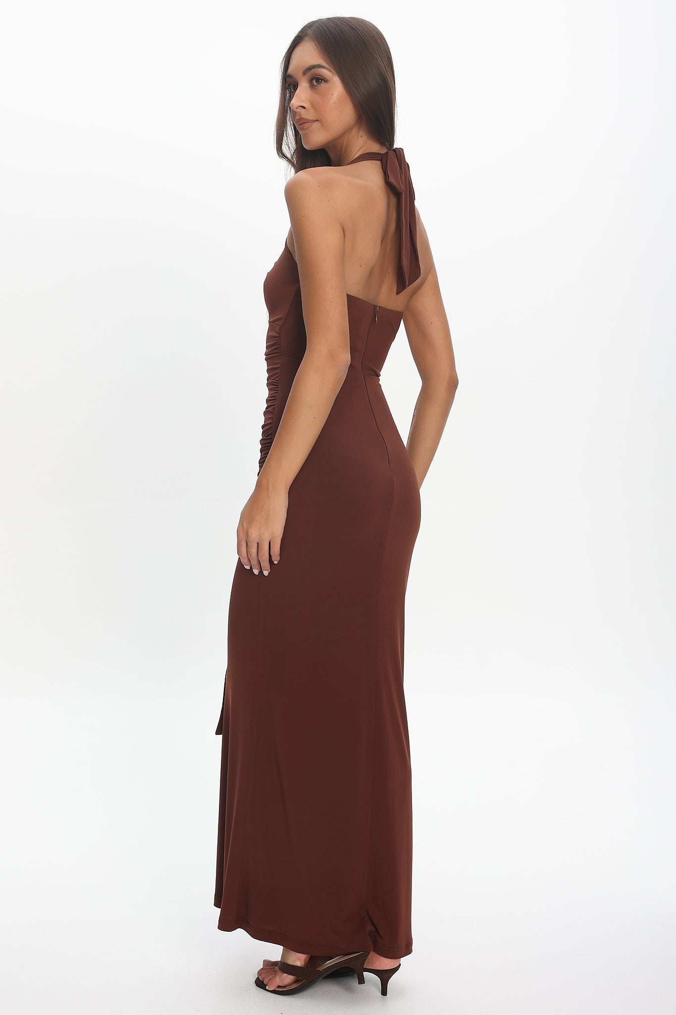 Opera Drape Bust Maxi Dress Chocolate