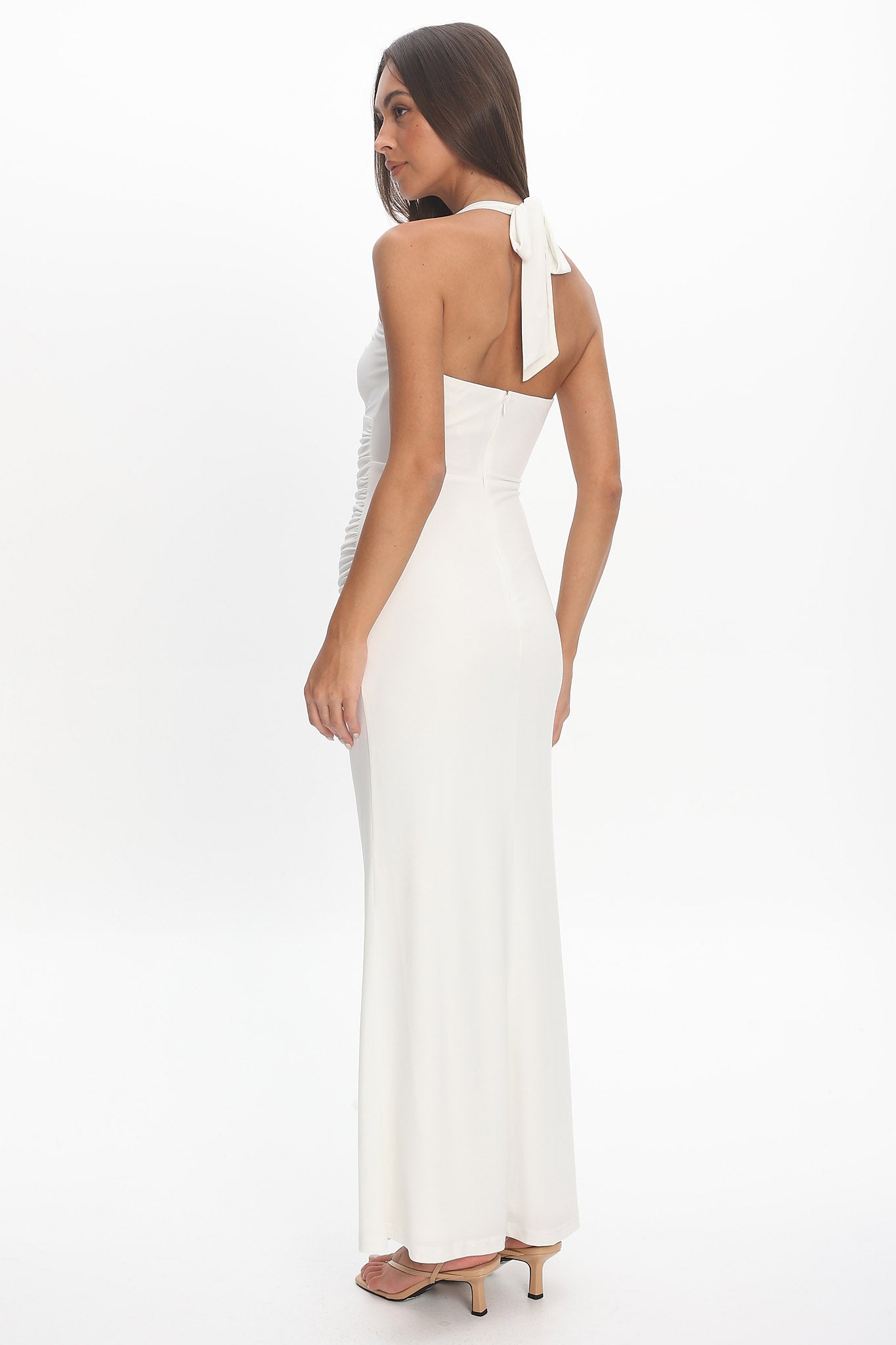 Opera Drape Bust Maxi Dress White