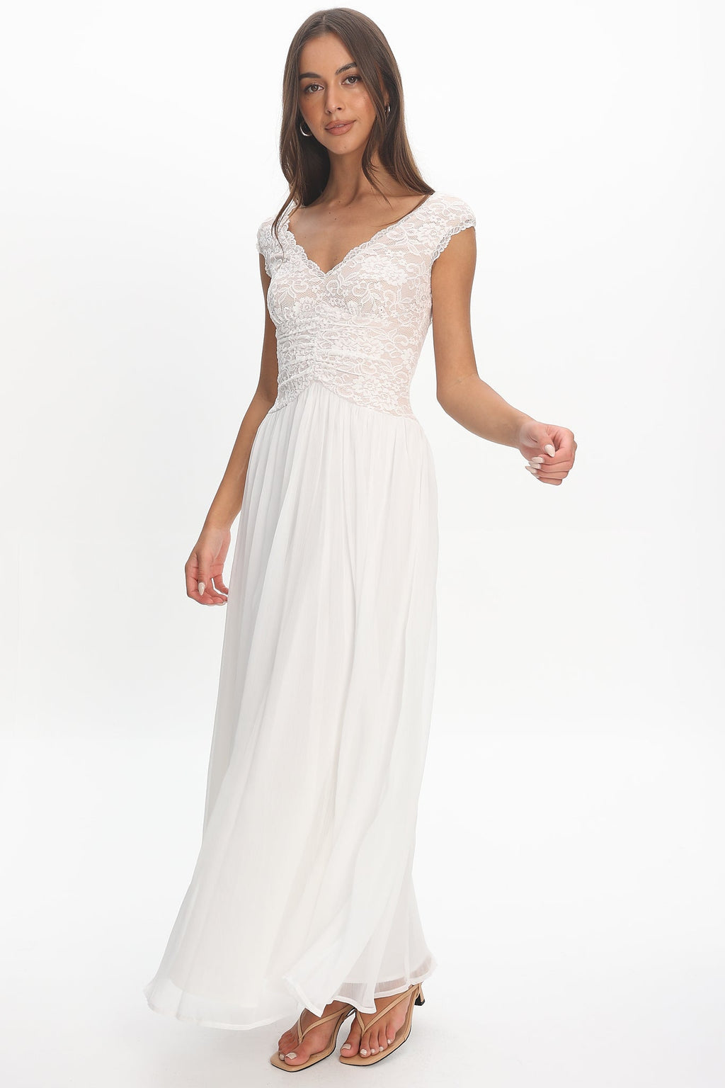 Korinna Lace Bodice Maxi Dress White
