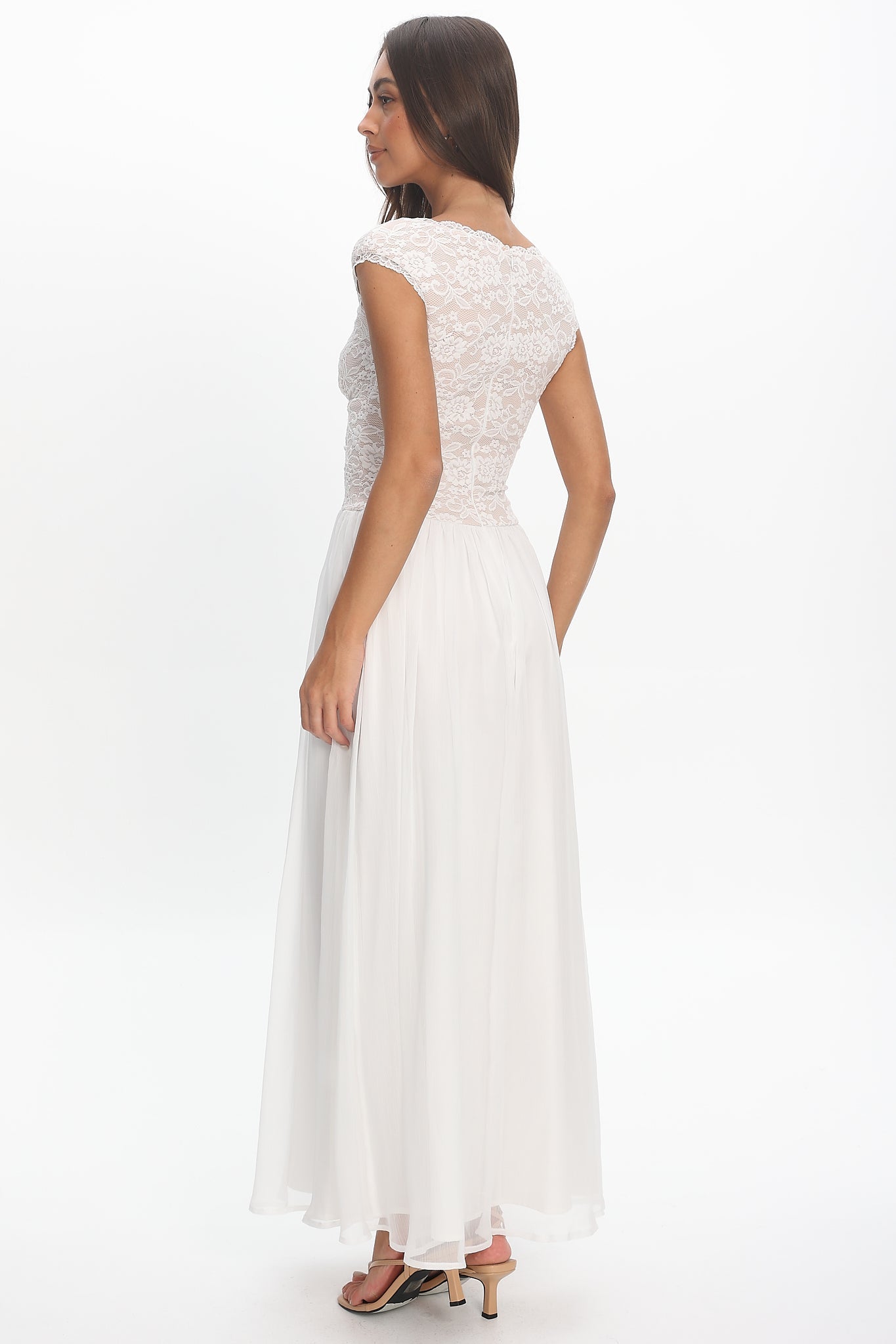 Korinna Lace Bodice Maxi Dress White