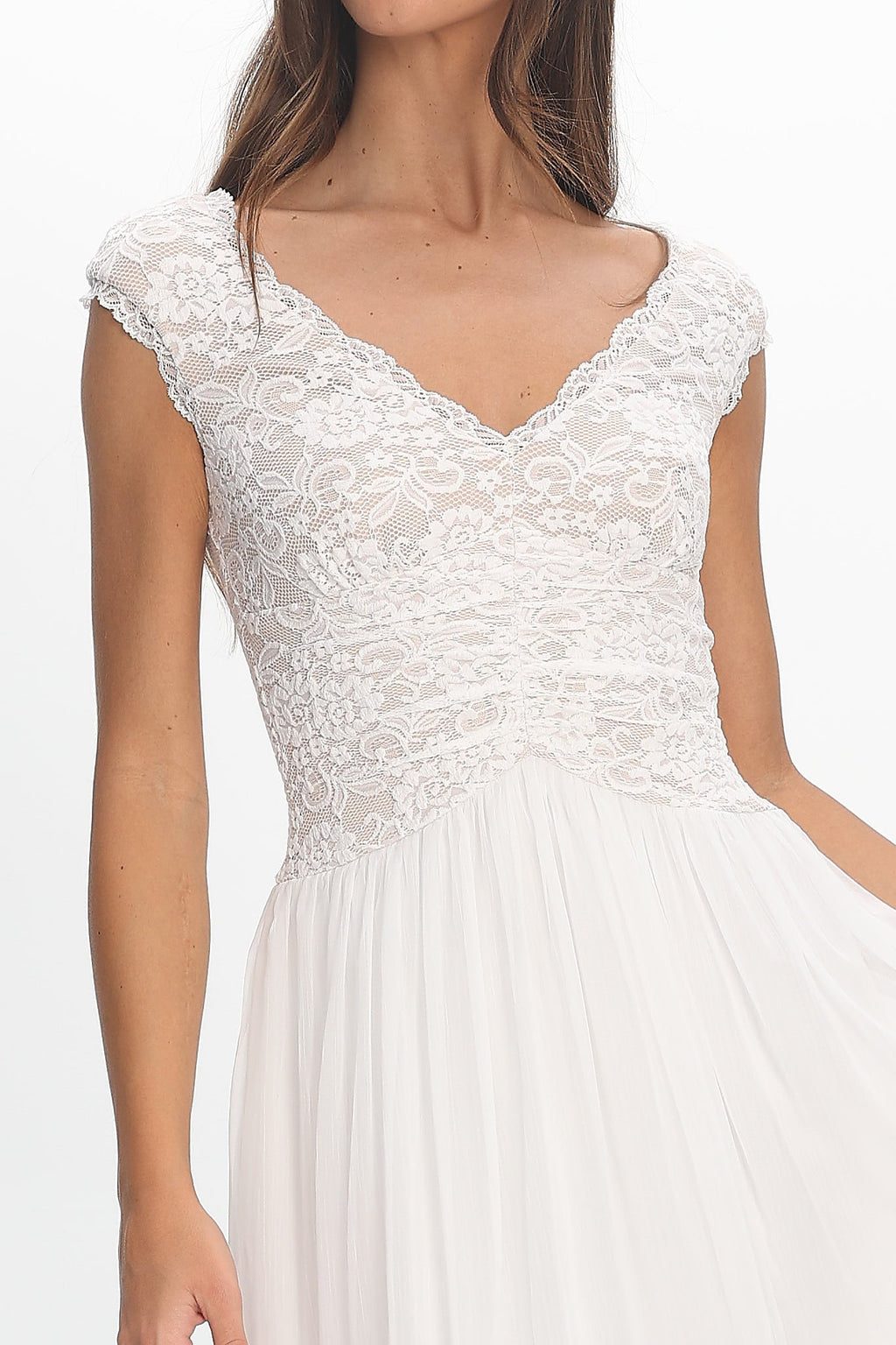 Korinna Lace Bodice Maxi Dress White