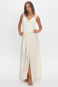 Izabelle Twist Accent Maxi Dress Pearl