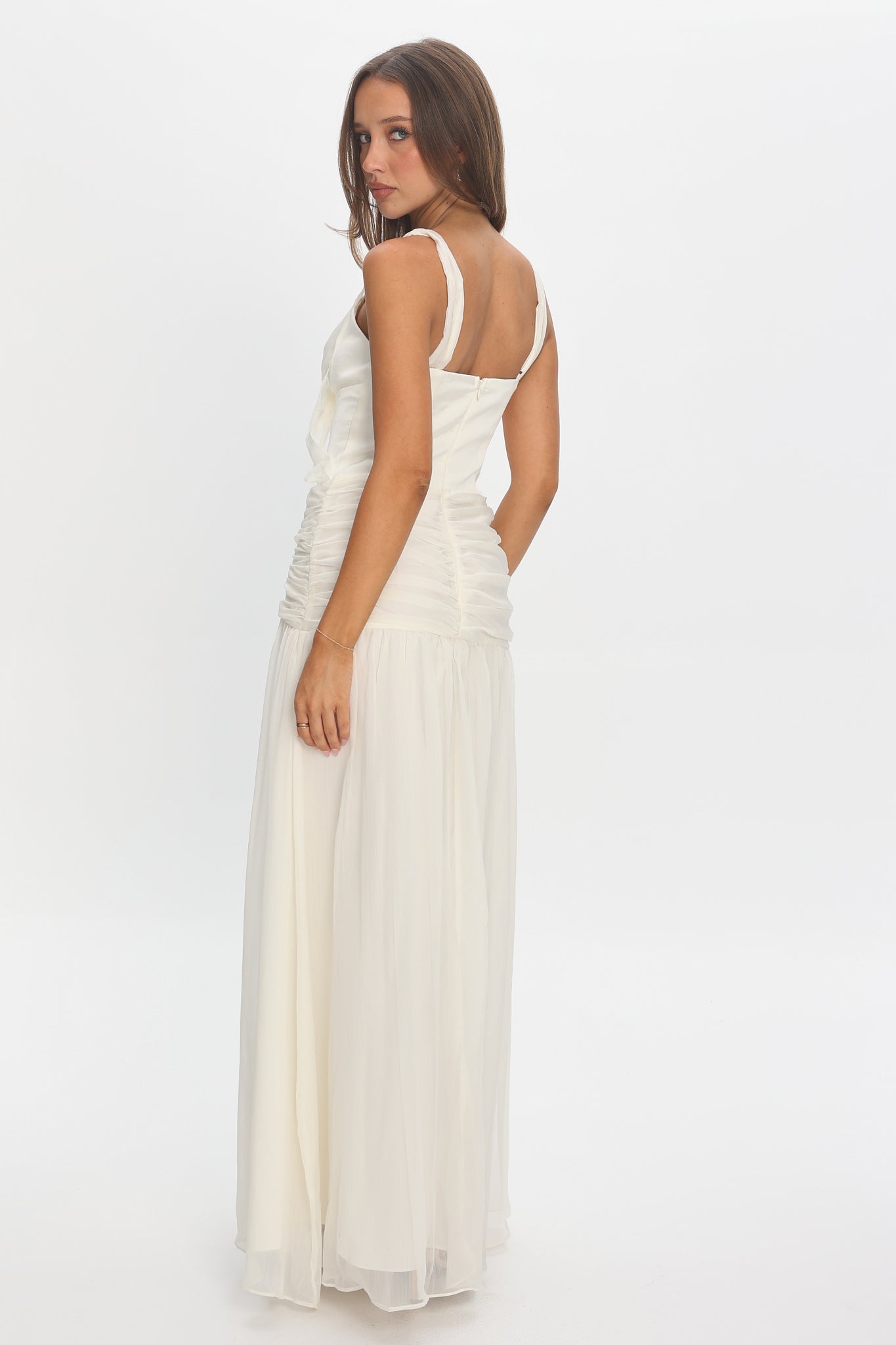 Izabelle Twist Accent Maxi Dress Pearl
