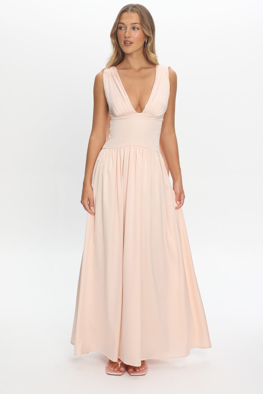 Lorienne Shoulder Sash Maxi Dress Pearl