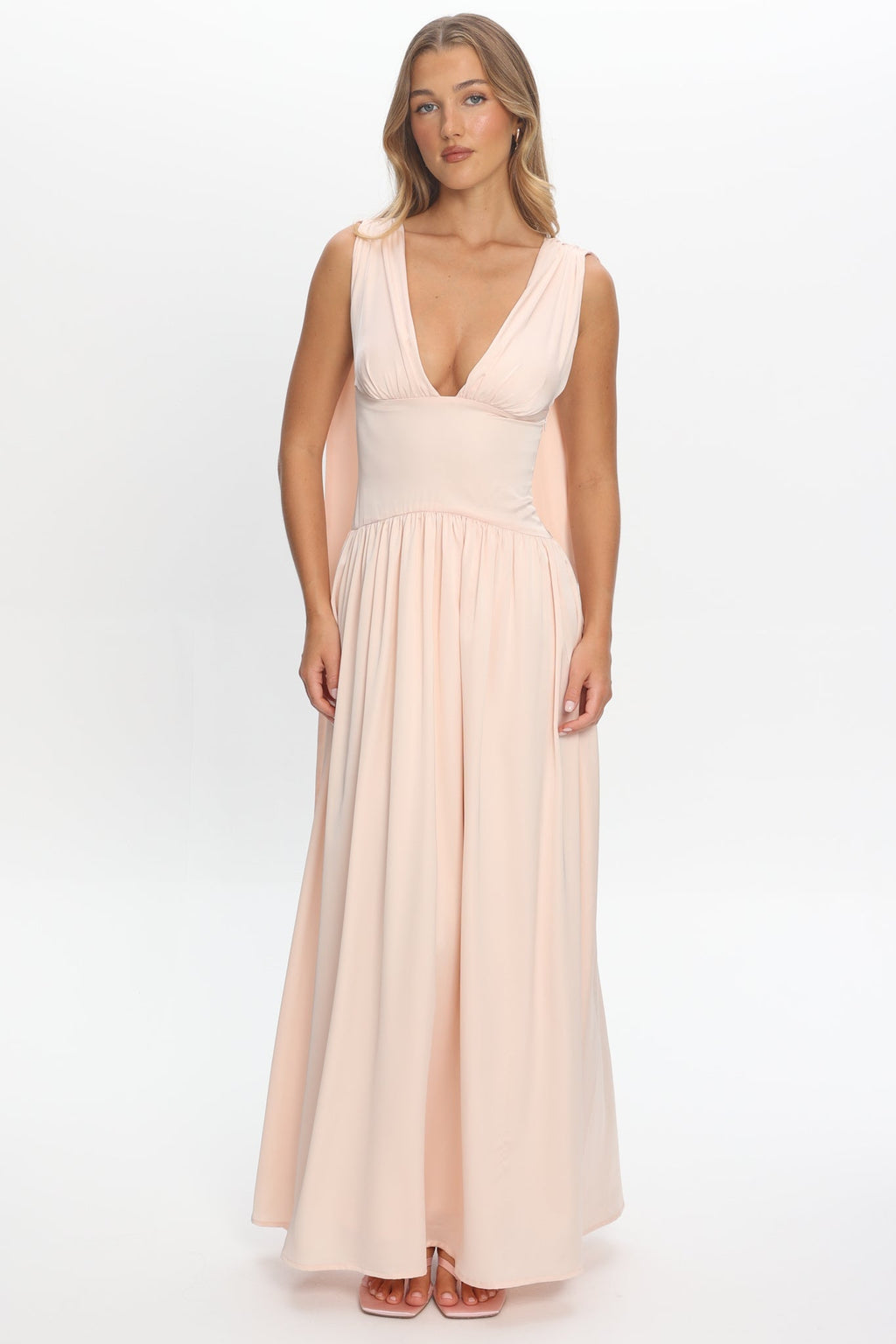Lorienne Shoulder Sash Maxi Dress Pearl