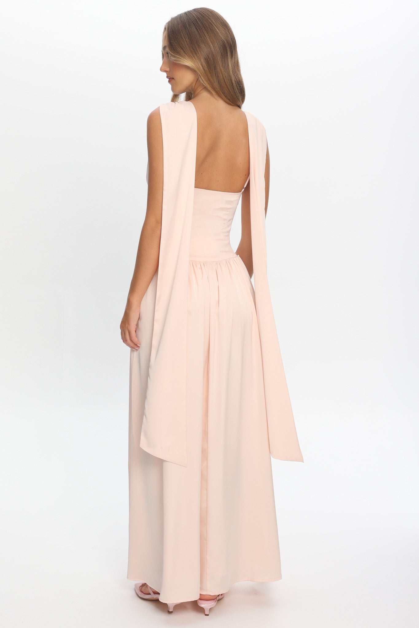 Lorienne Shoulder Sash Maxi Dress Pearl