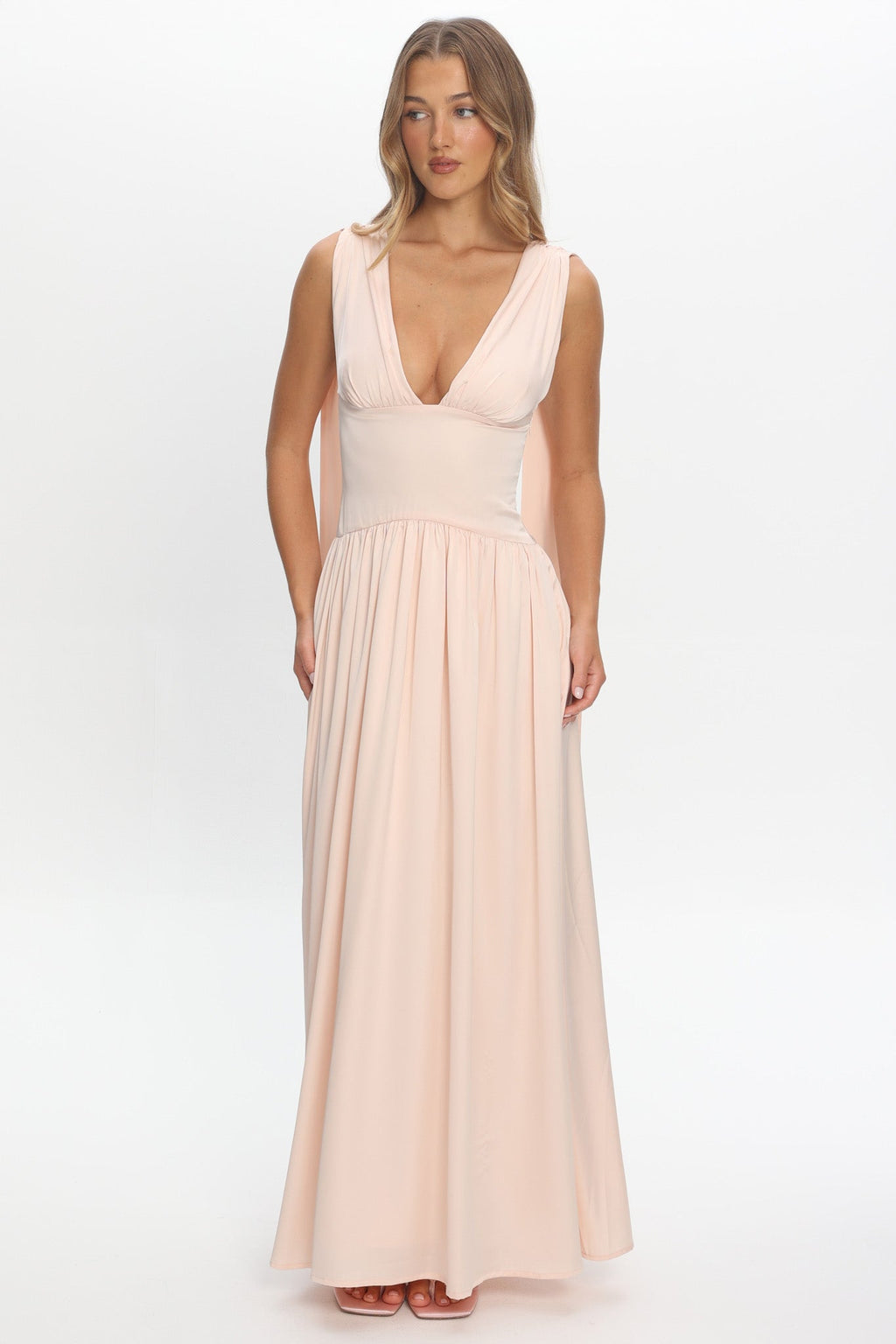 Lorienne Shoulder Sash Maxi Dress Pearl