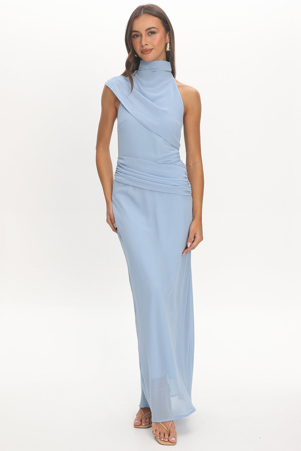 Renata High Neck Maxi Dress Blue