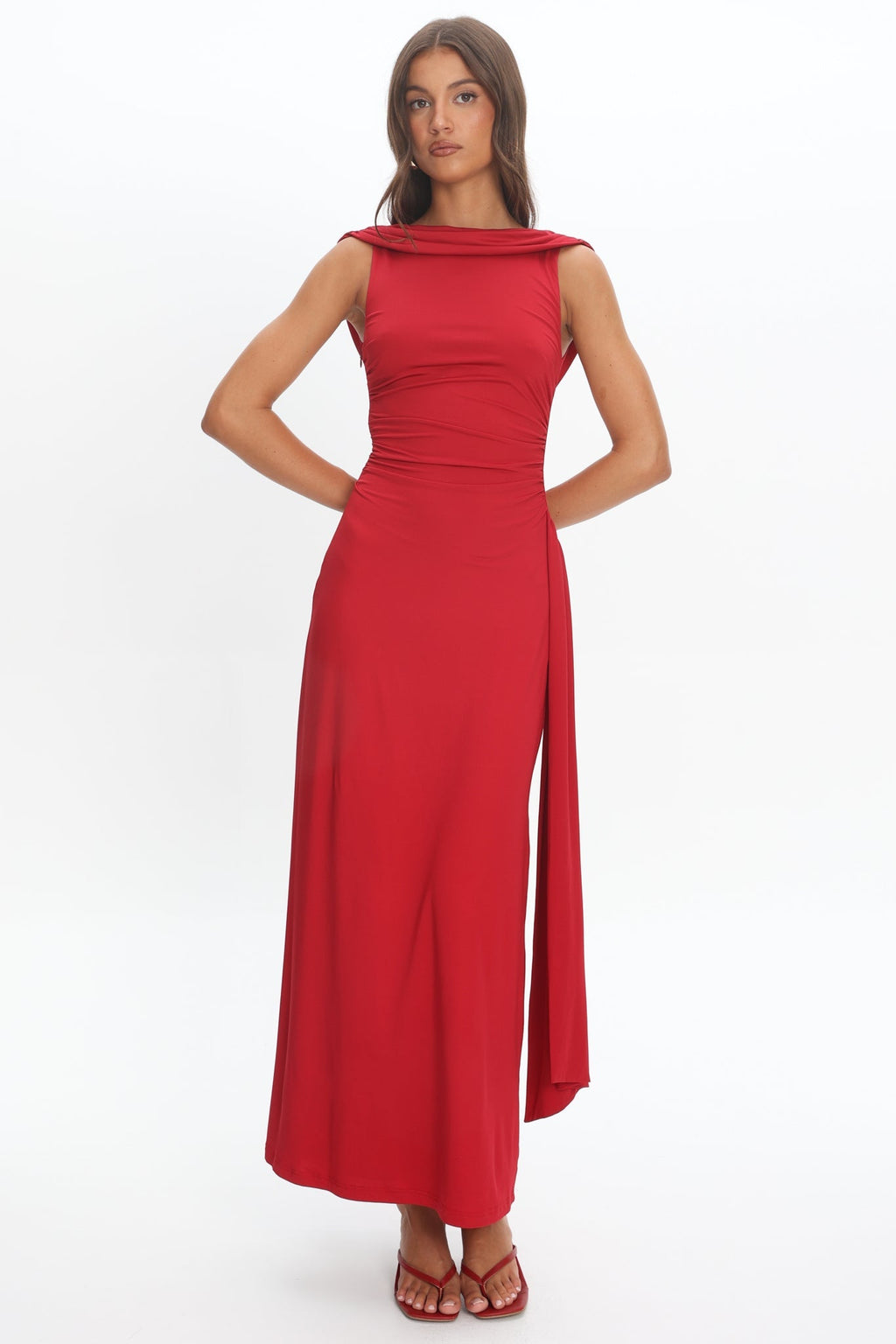 Amorah Cowl Back Maxi Dress Cherry