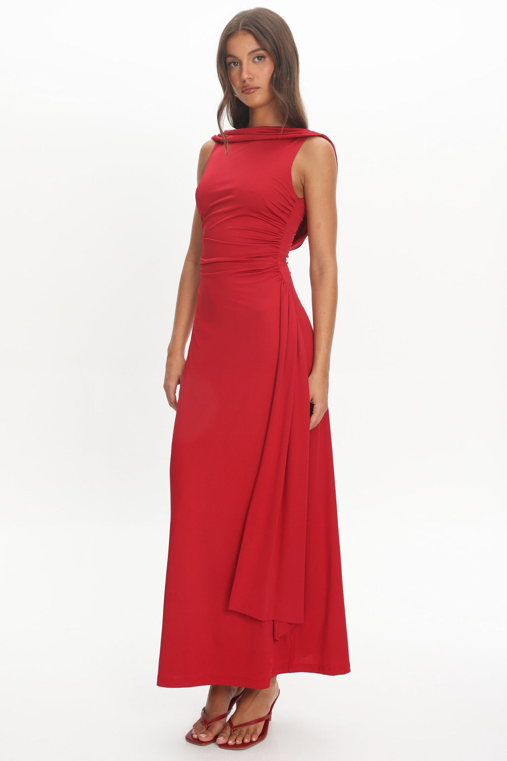 Amorah Cowl Back Maxi Dress Cherry