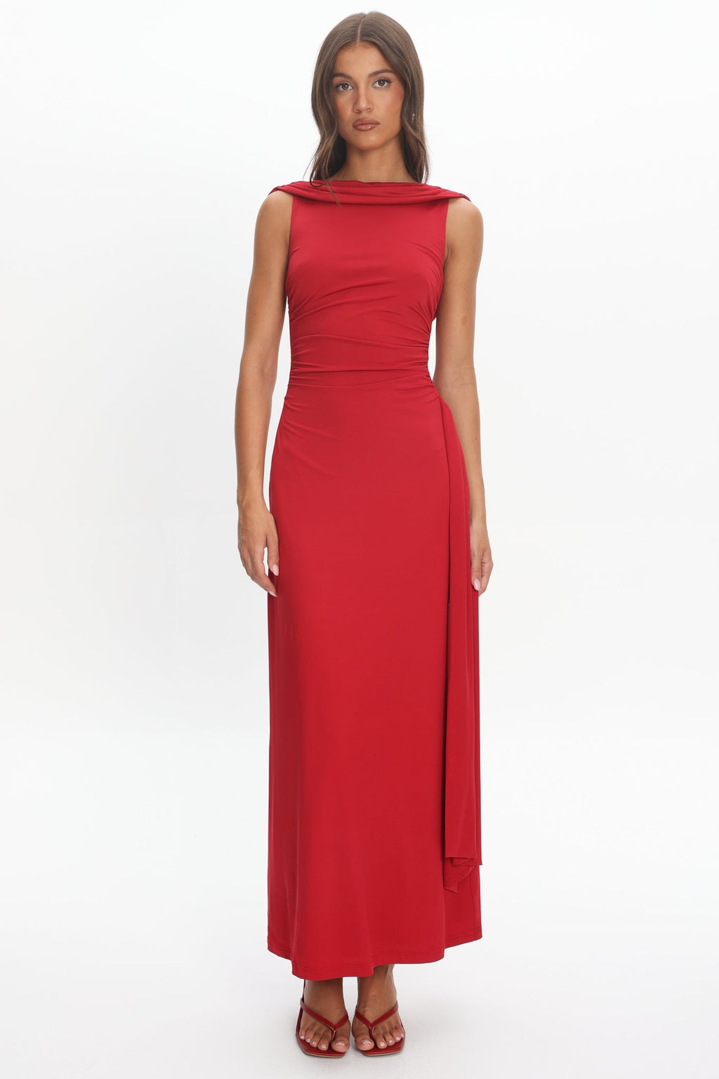 Amorah Cowl Back Maxi Dress Cherry
