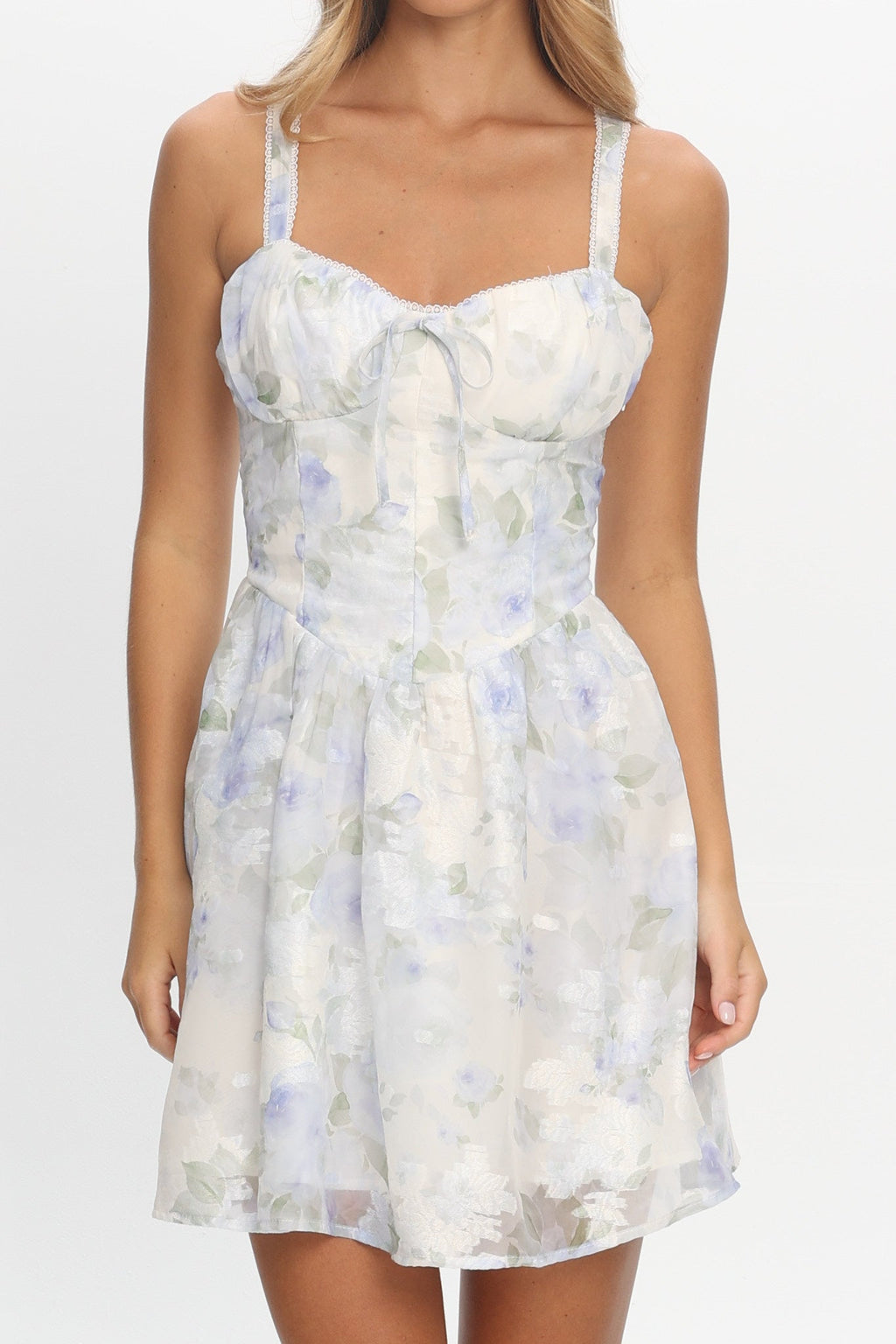 Miss Hollywood Lace-Up Back Mini Dress Ivory