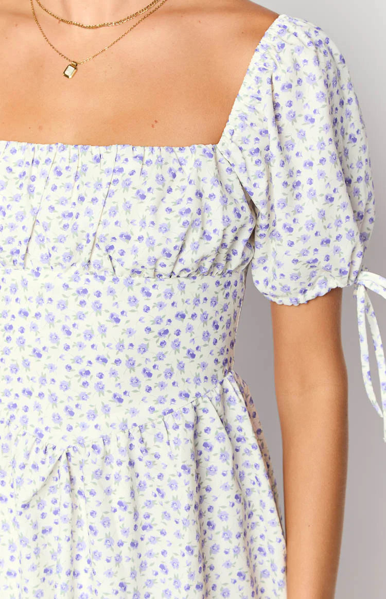 Danyal Purple Floral Mini Dress