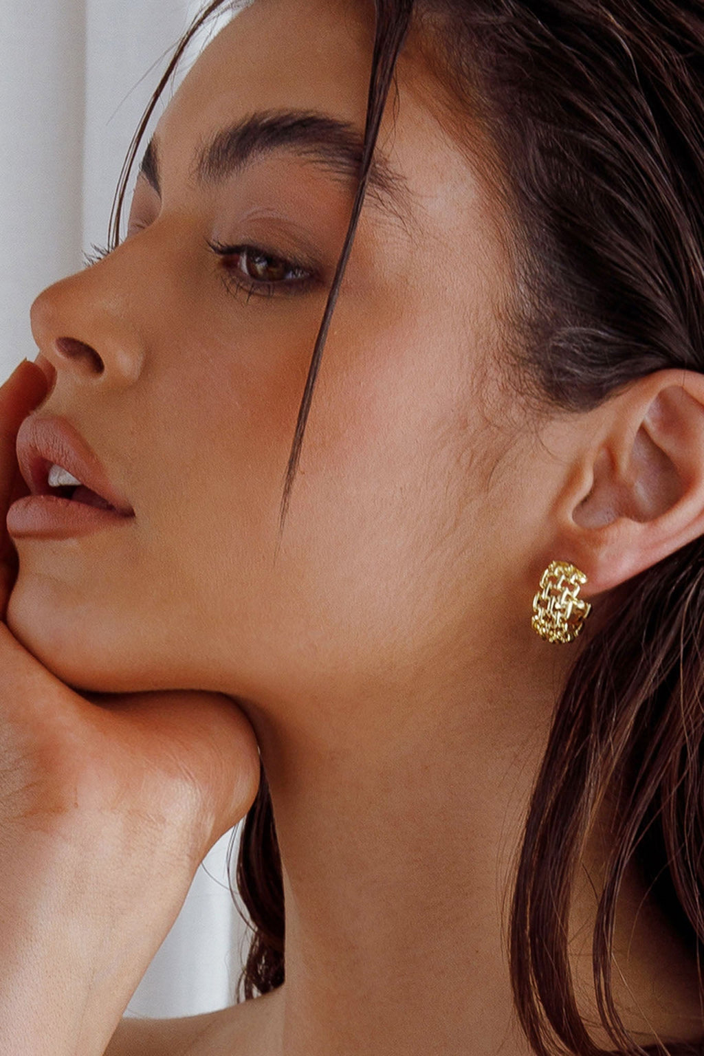 Vivienne Square Link Small Hoop Earrings Gold