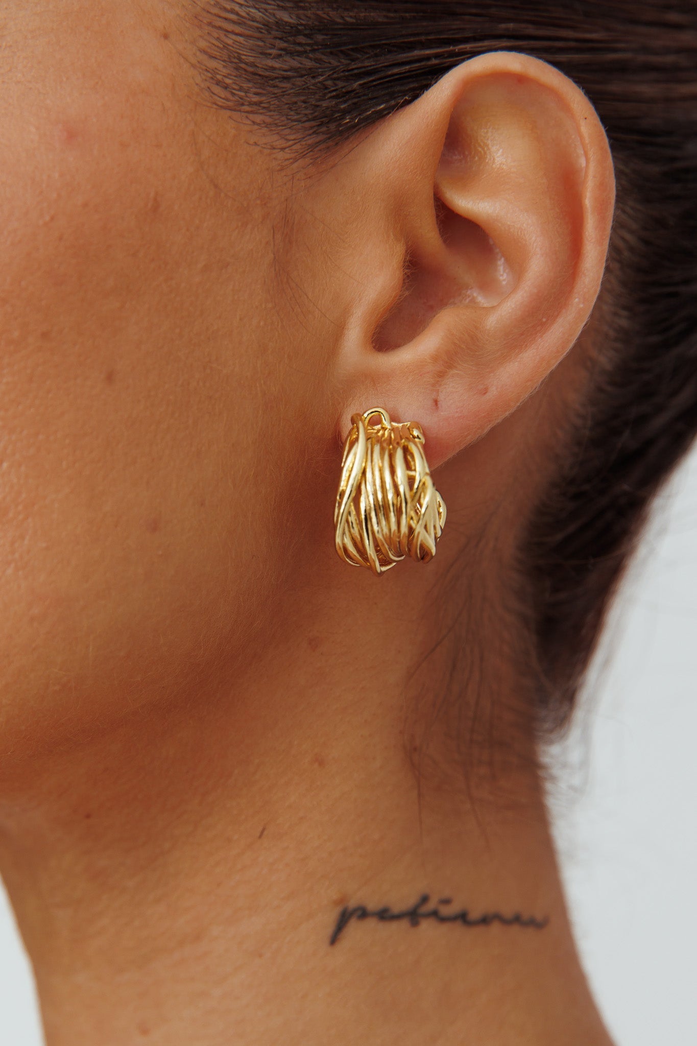 Halo Tangled Hoop Earrings Gold