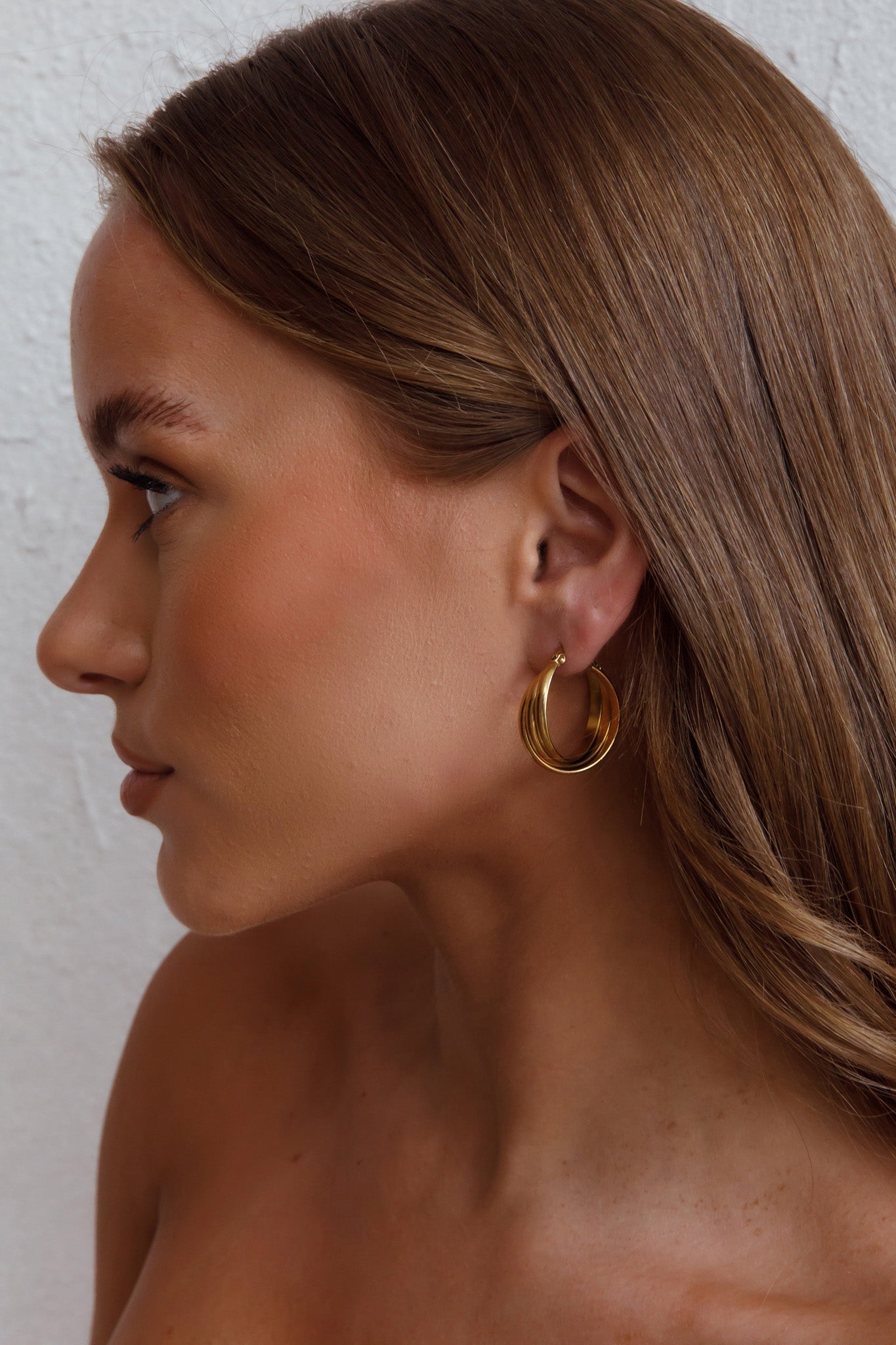 Mona Triple Hoop Earrings Gold
