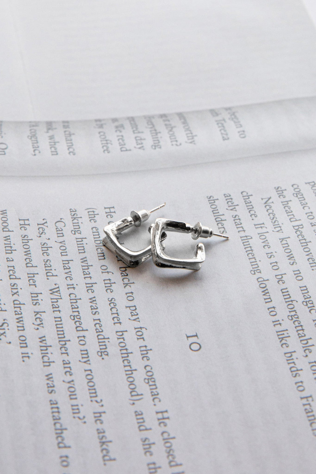 Isis Open Trapeze Hoop Earrings Silver