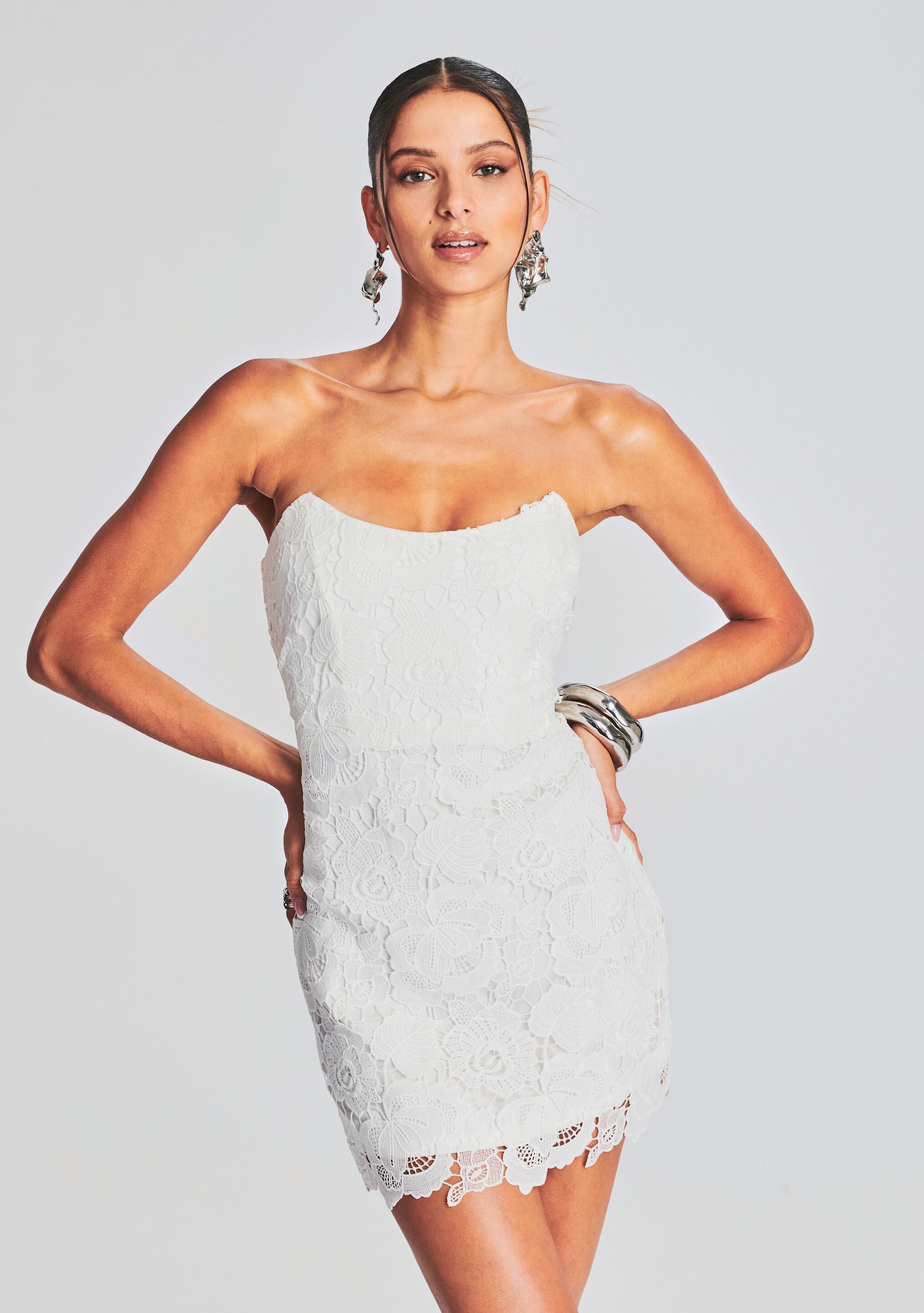 Eliza Lace Strapless Mini Dress