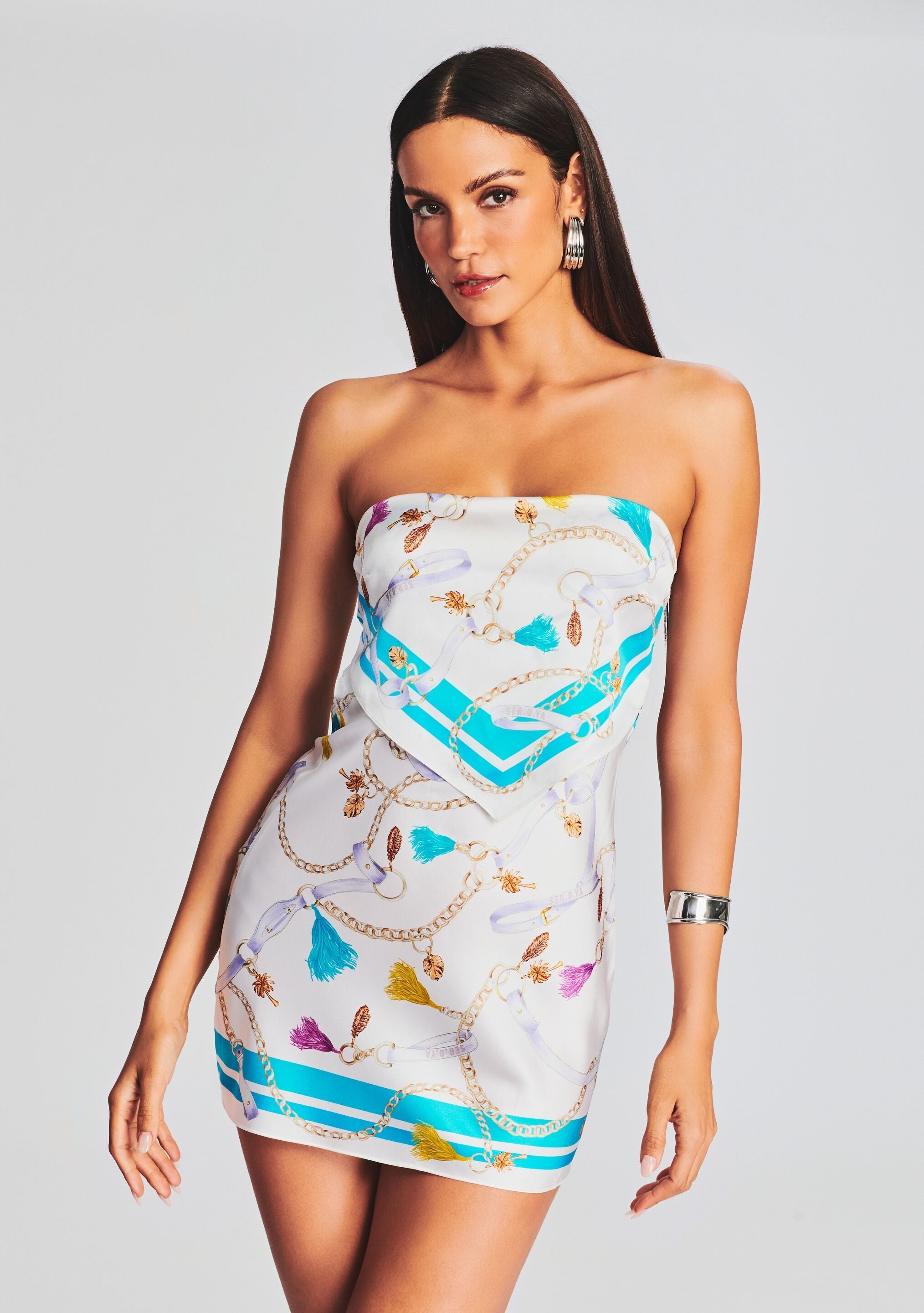 Wonda Strapless Silk Scarf Dress