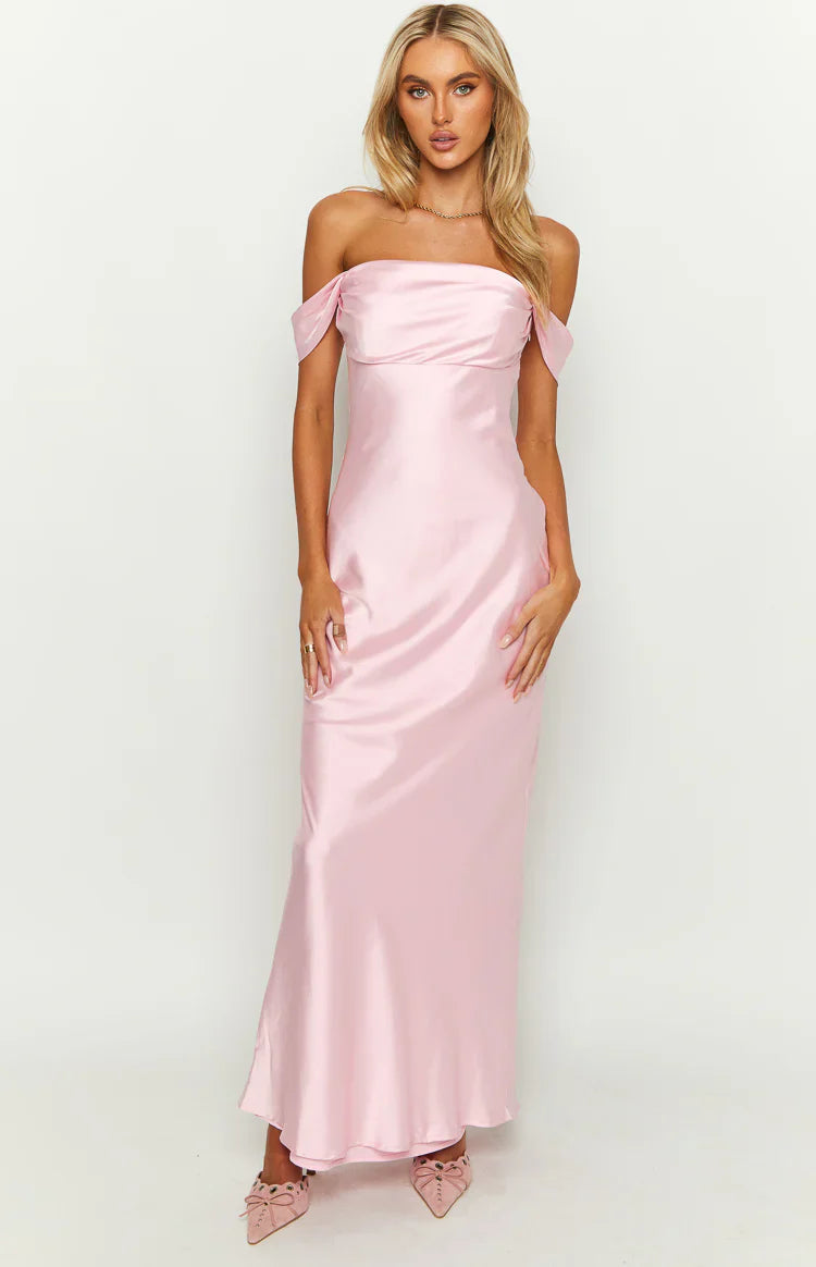 Ella Light Pink Off Shoulder Prom Dress
