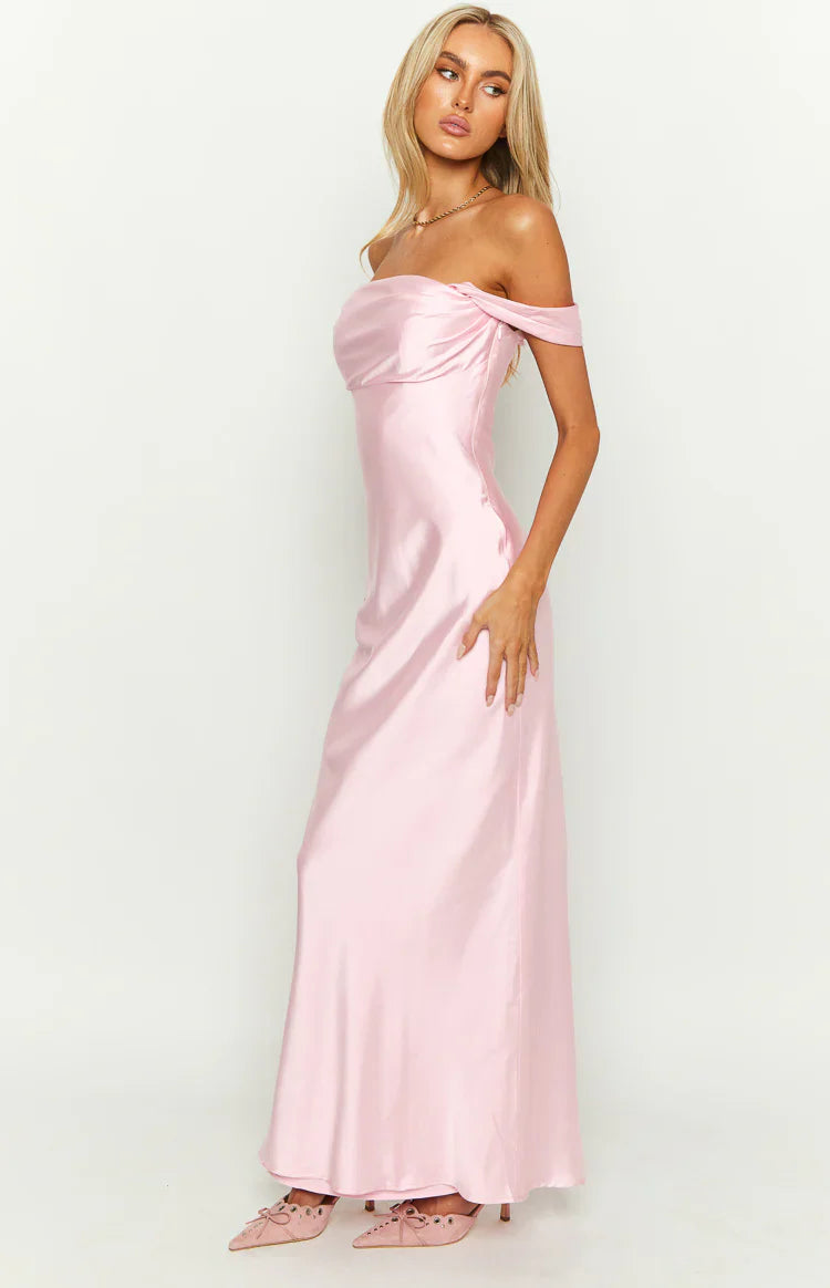 Ella Light Pink Off Shoulder Prom Dress
