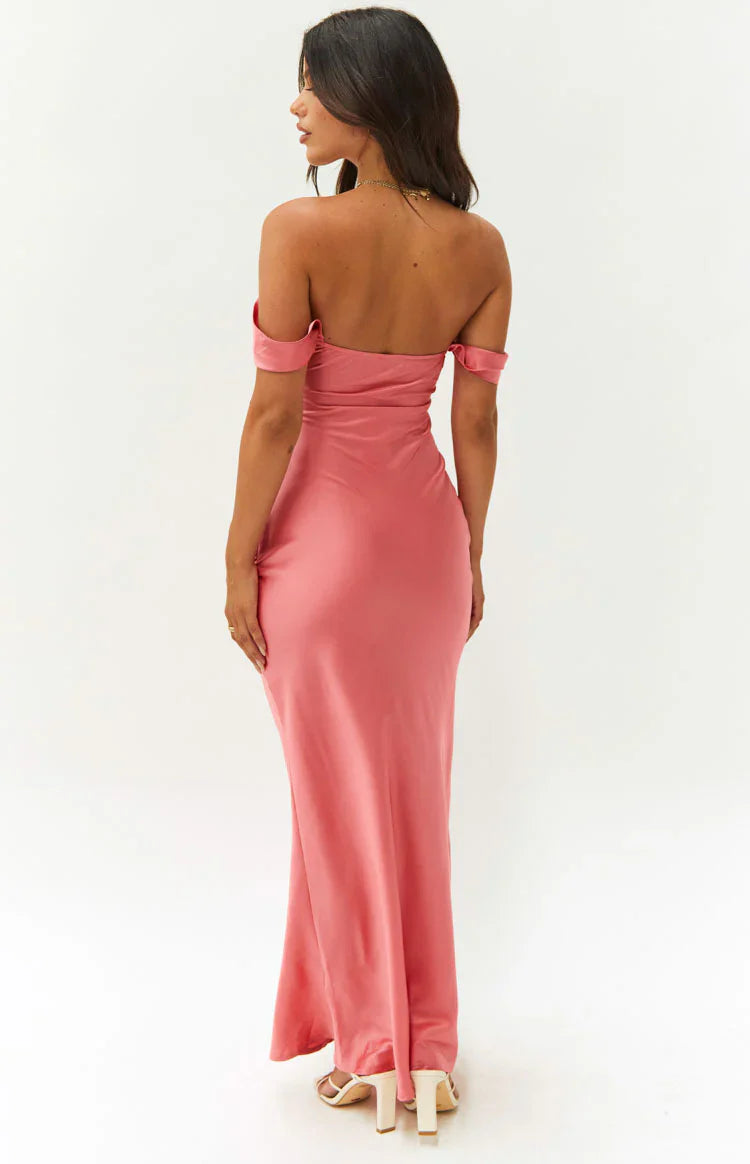 Ella Pink Off Shoulder Prom Dress