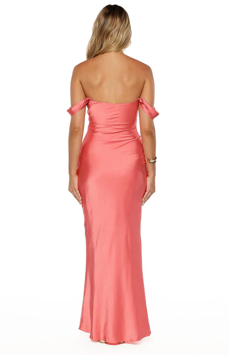 Ella Pink Off Shoulder Prom Dress
