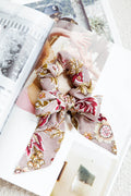 Bow Scrunchie Vintage Floral Purple