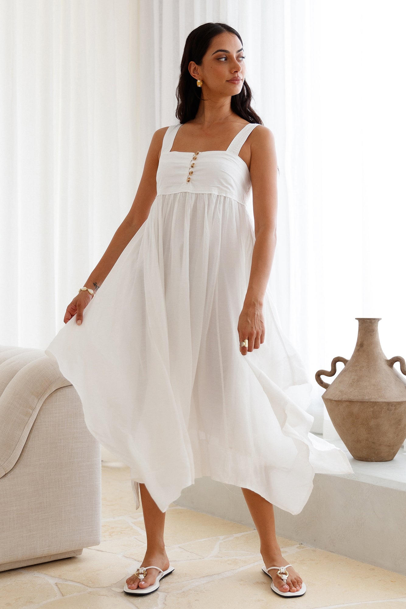 Restful Escape Midi Dress White