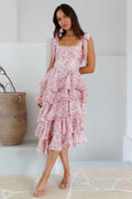 Poetry At Dawn Midi Dress Pink