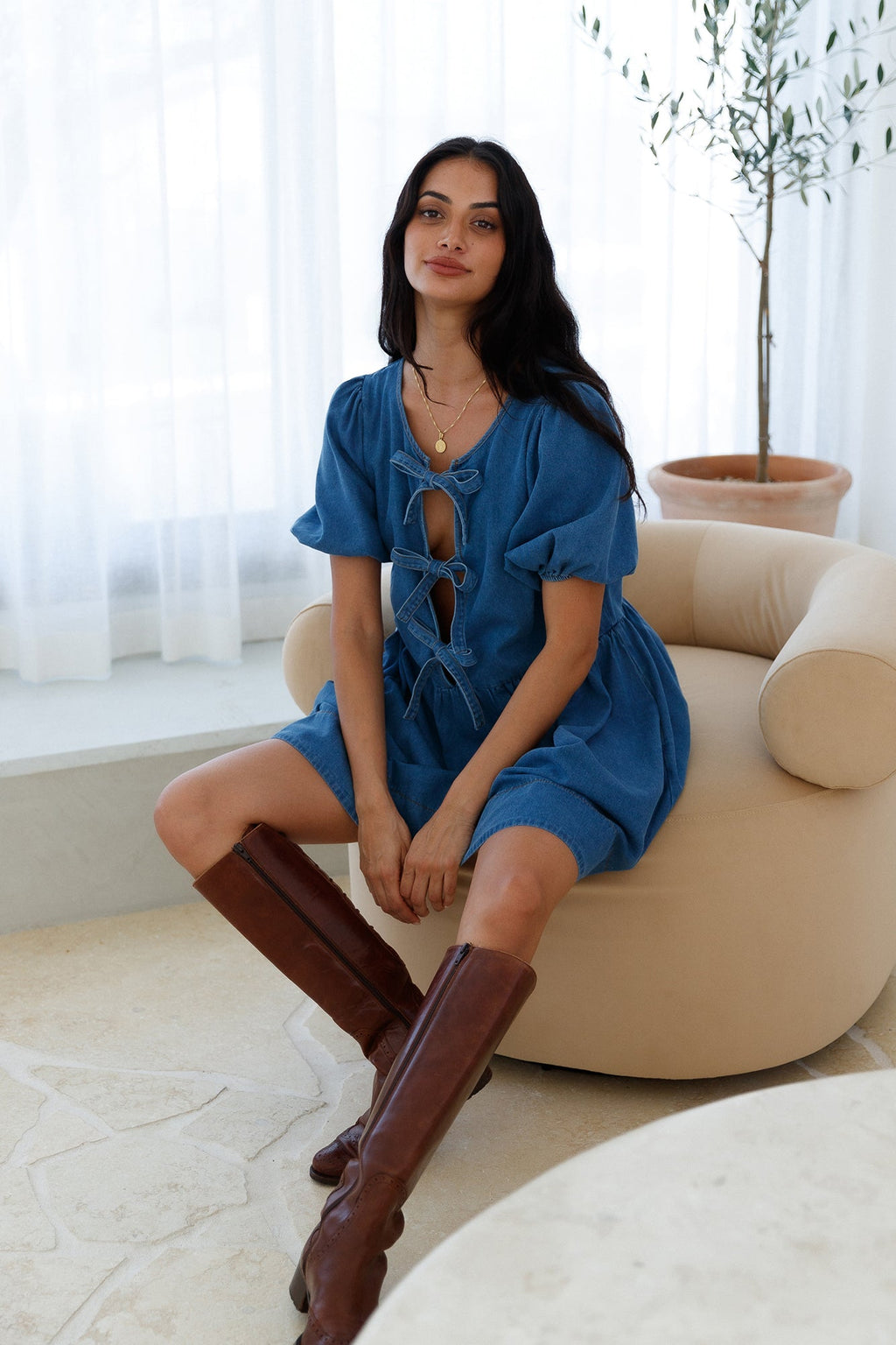 In Lieu Mini Dress Blue