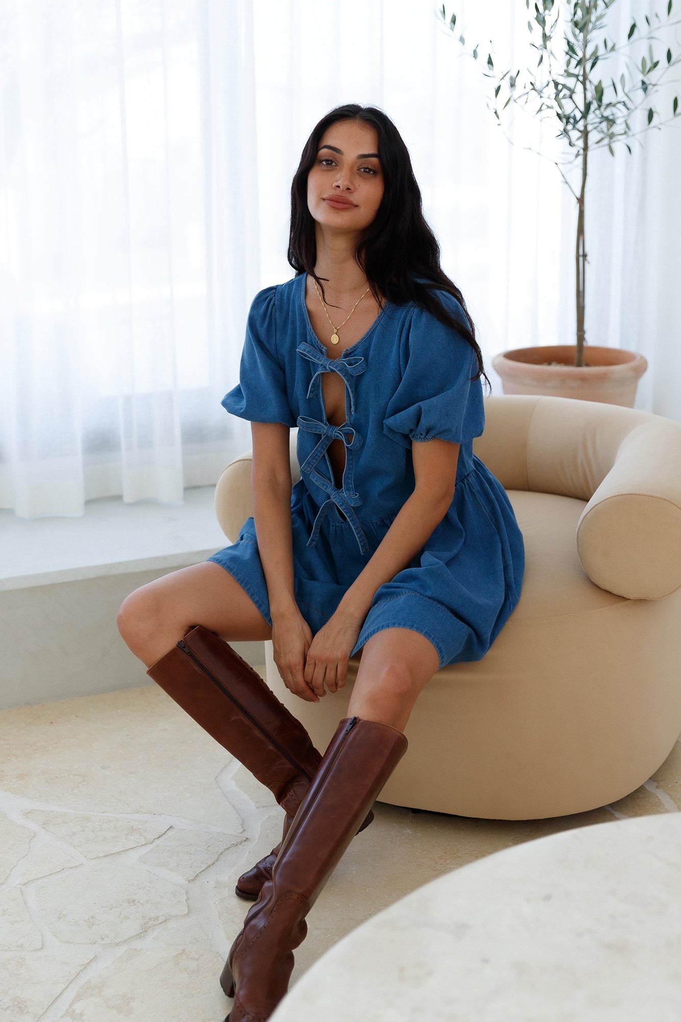 In Lieu Mini Dress Blue