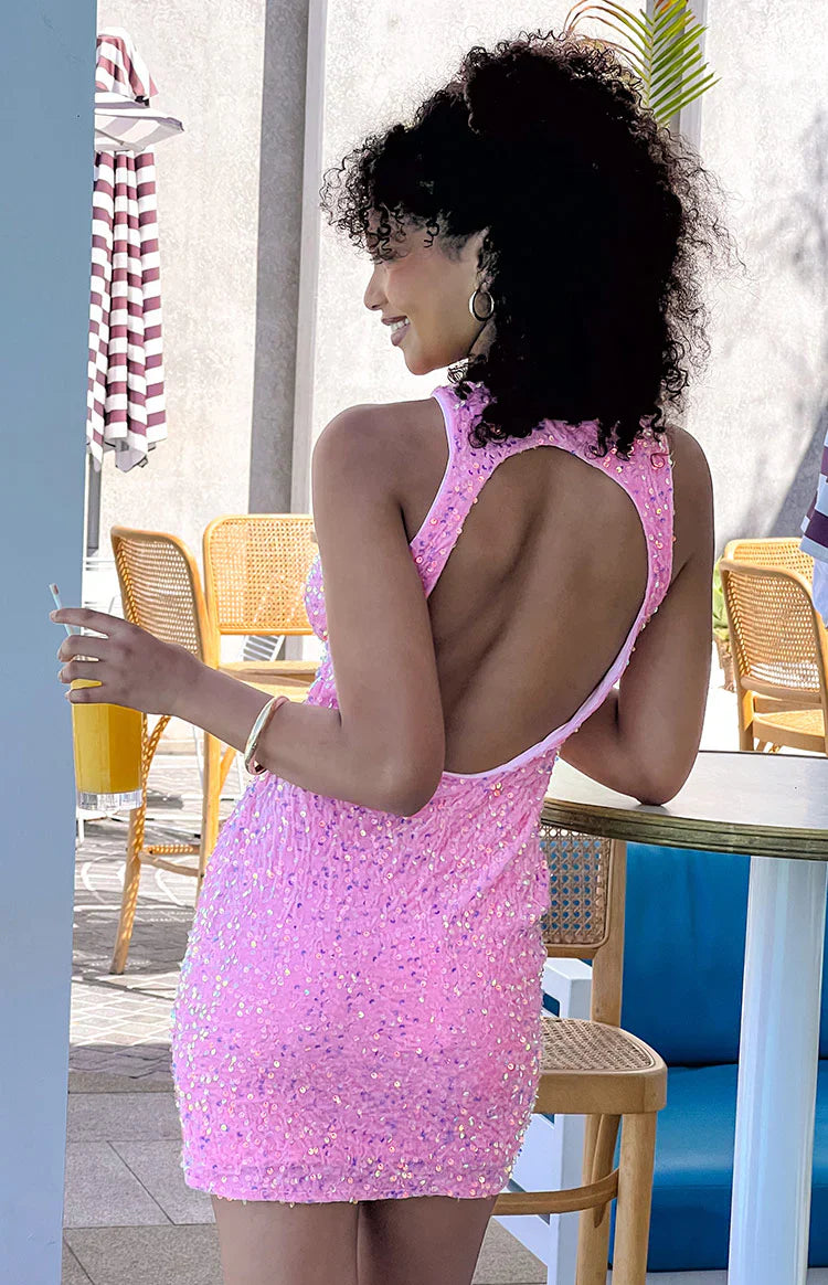 Franco Pink Sequin Mini Dress