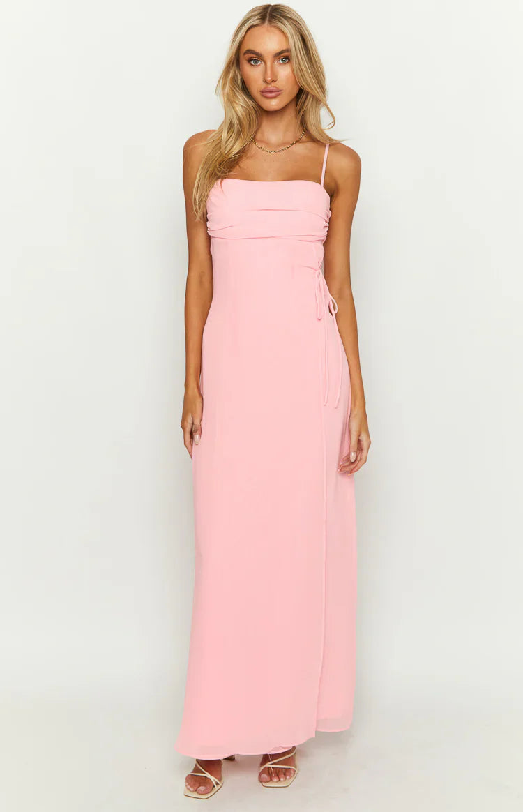 Flossie Pink Sleeveless Prom Dress