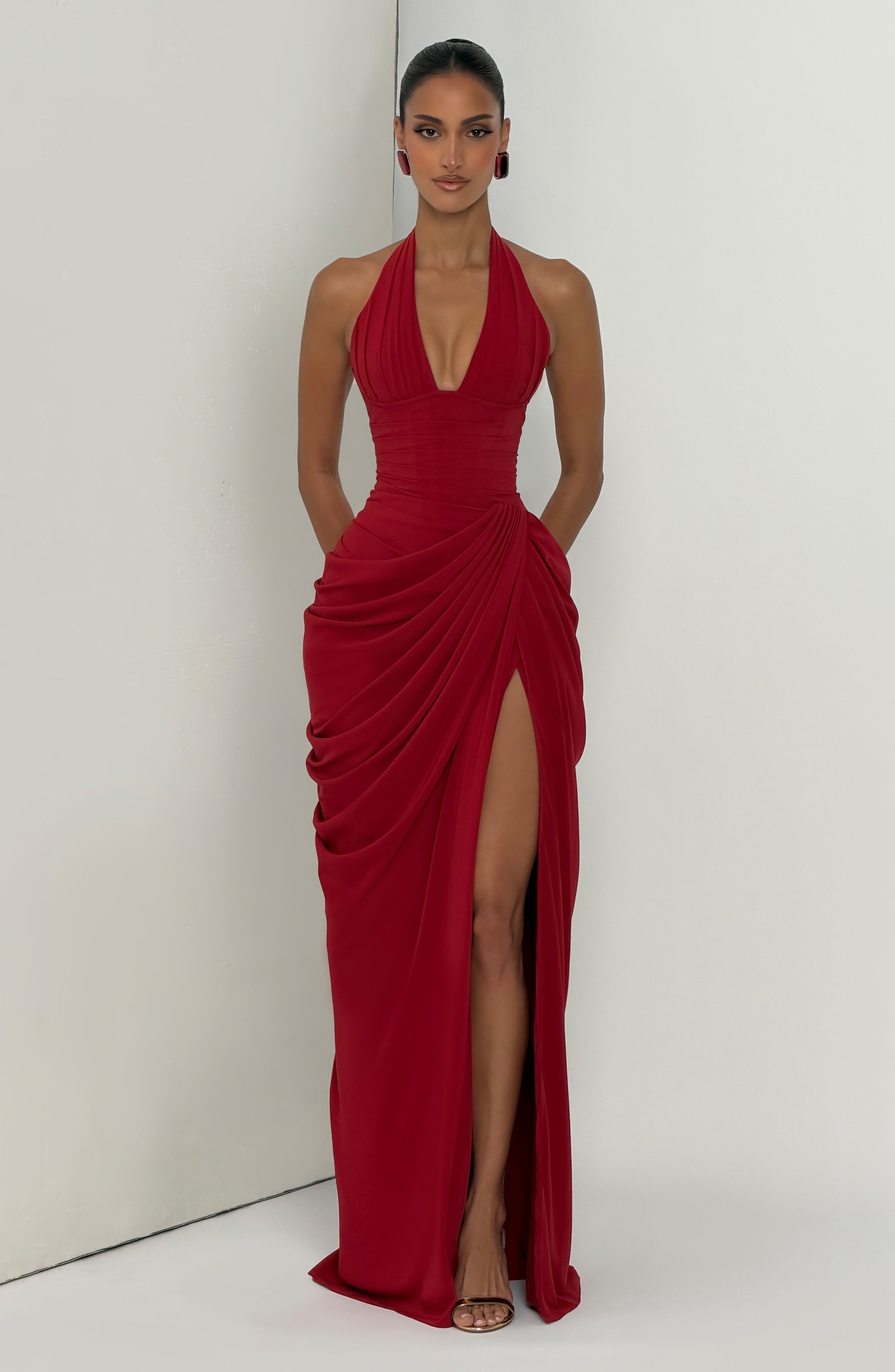 Minette Maxi Dress - Deep Red