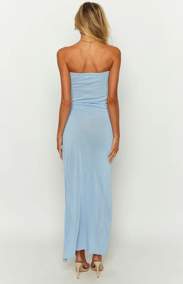 Girls' Night Out Blue Knit Midi Dress