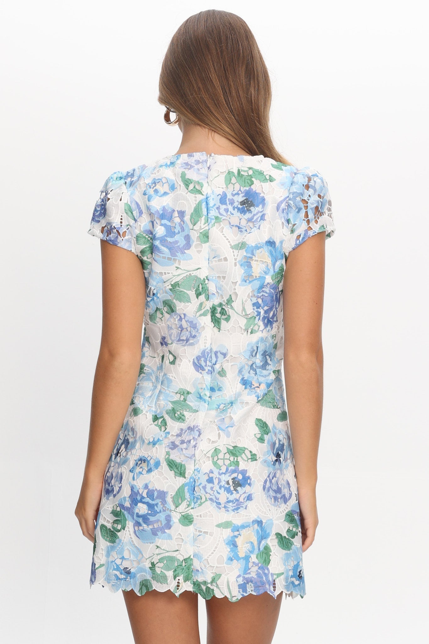 Jesinta Embroidered Mini Dress Floral Blue