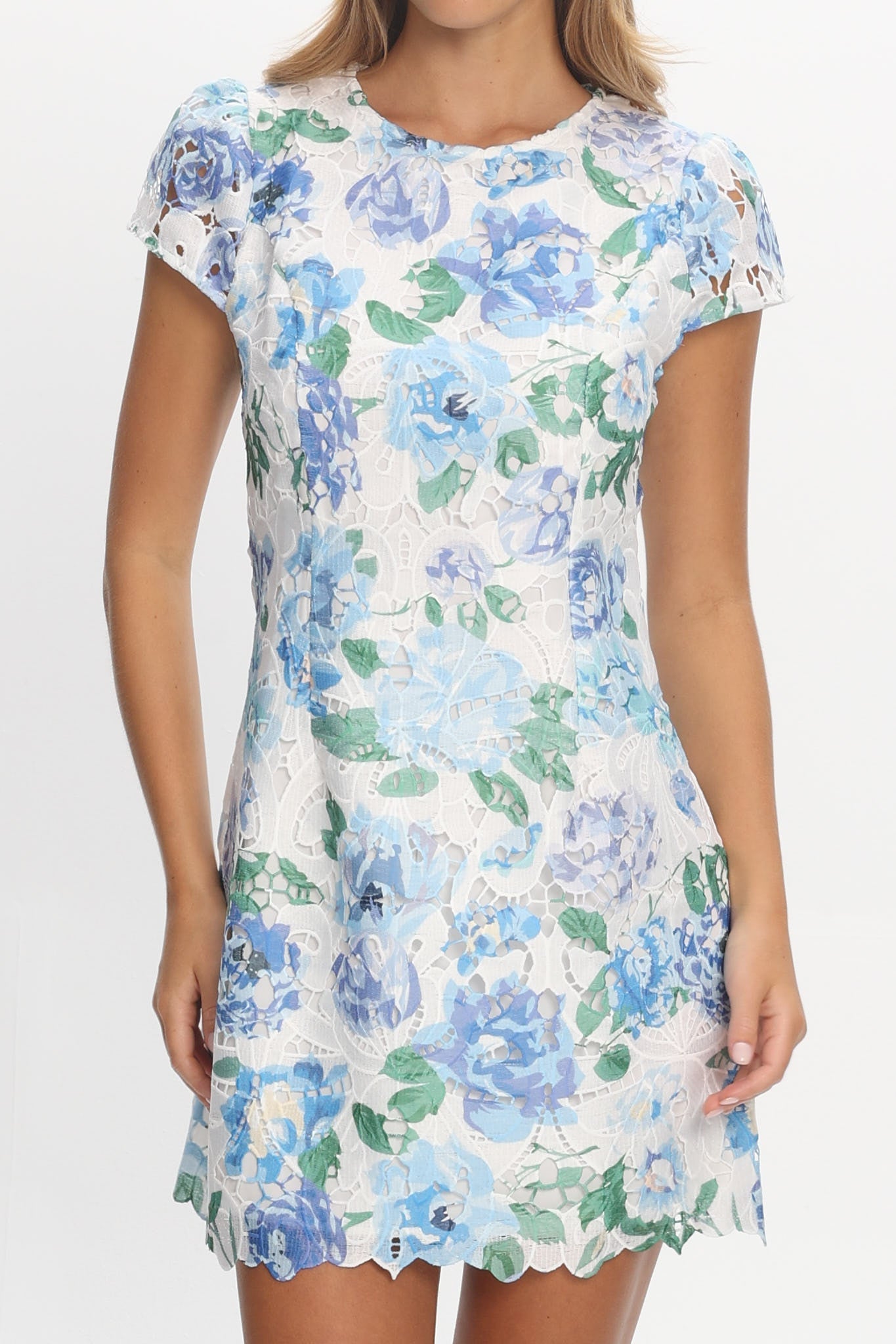 Jesinta Embroidered Mini Dress Floral Blue