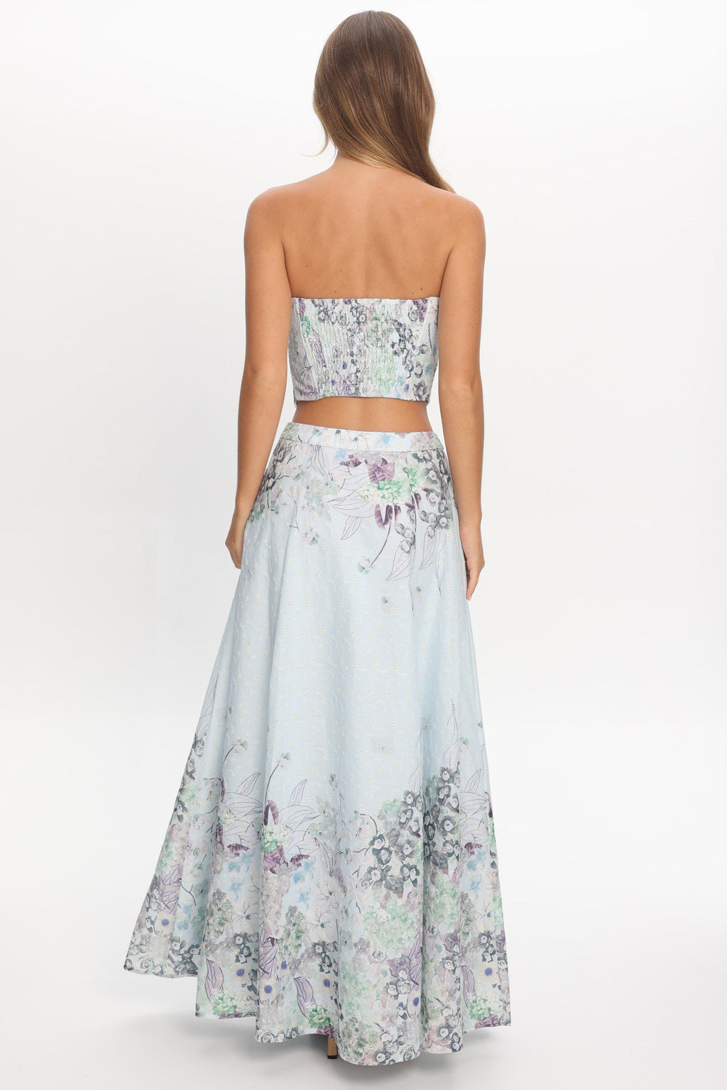 Sazkia Embroidered Maxi Skirt Blue