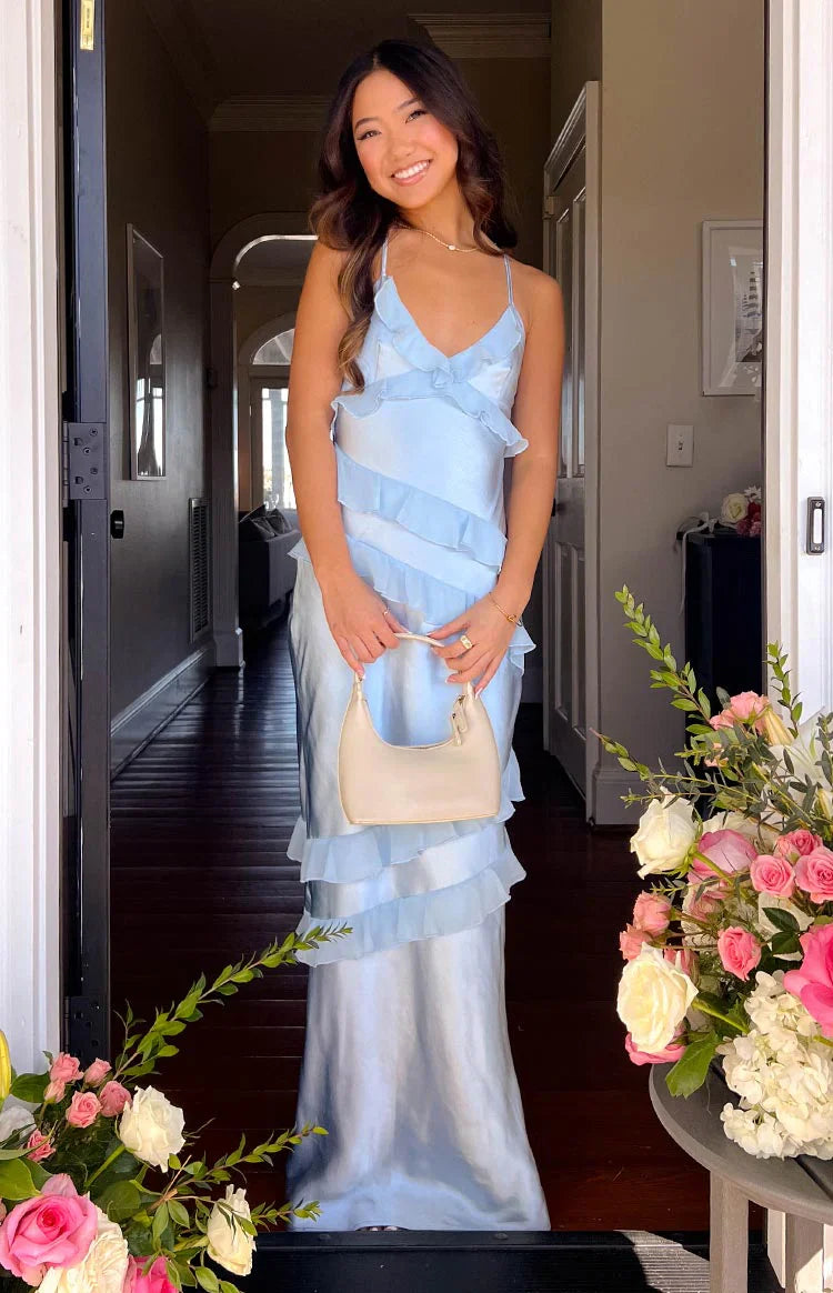 Inara Blue Ruffle Prom Dress