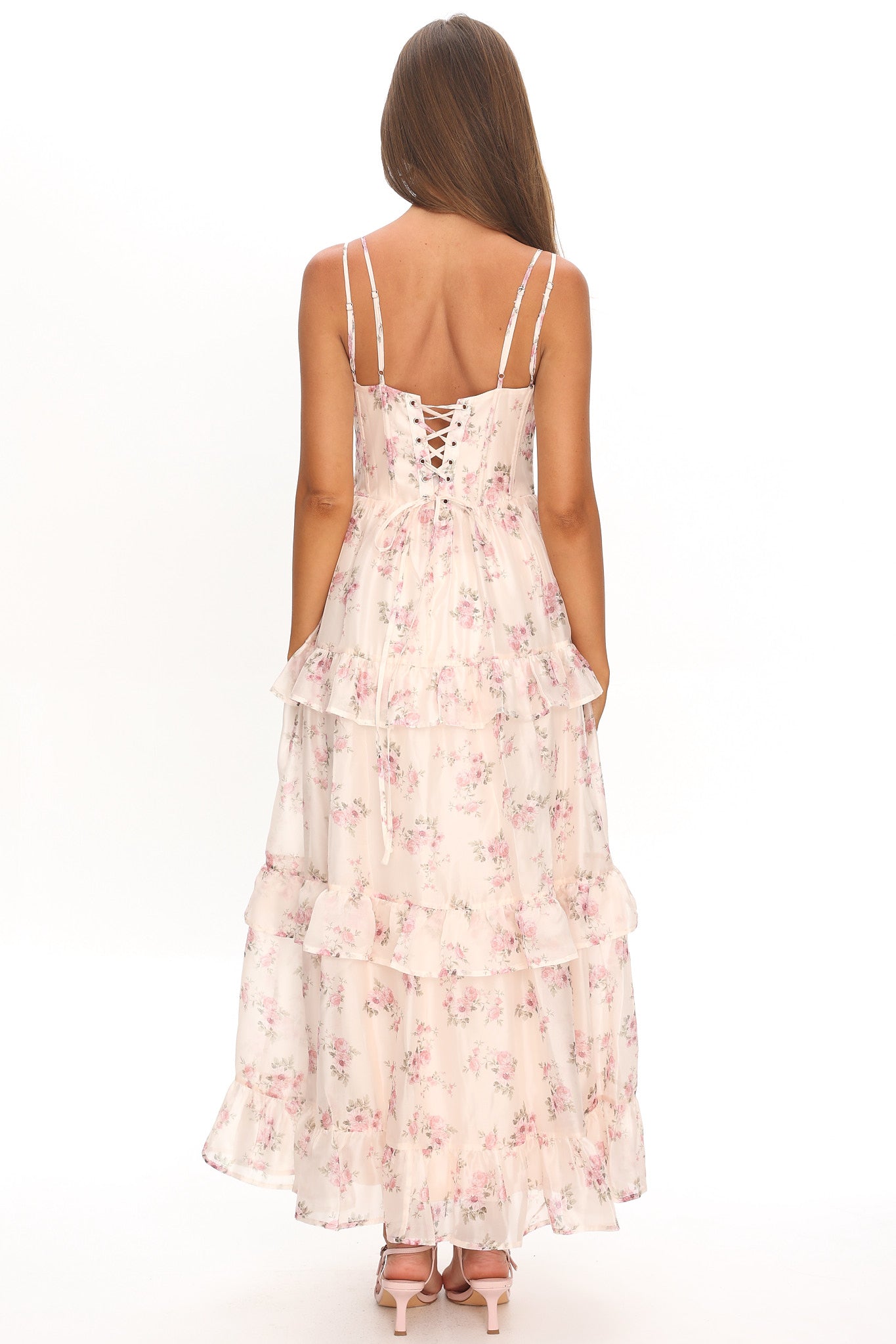 Layna Frill Trim Maxi Dress Floral Blush